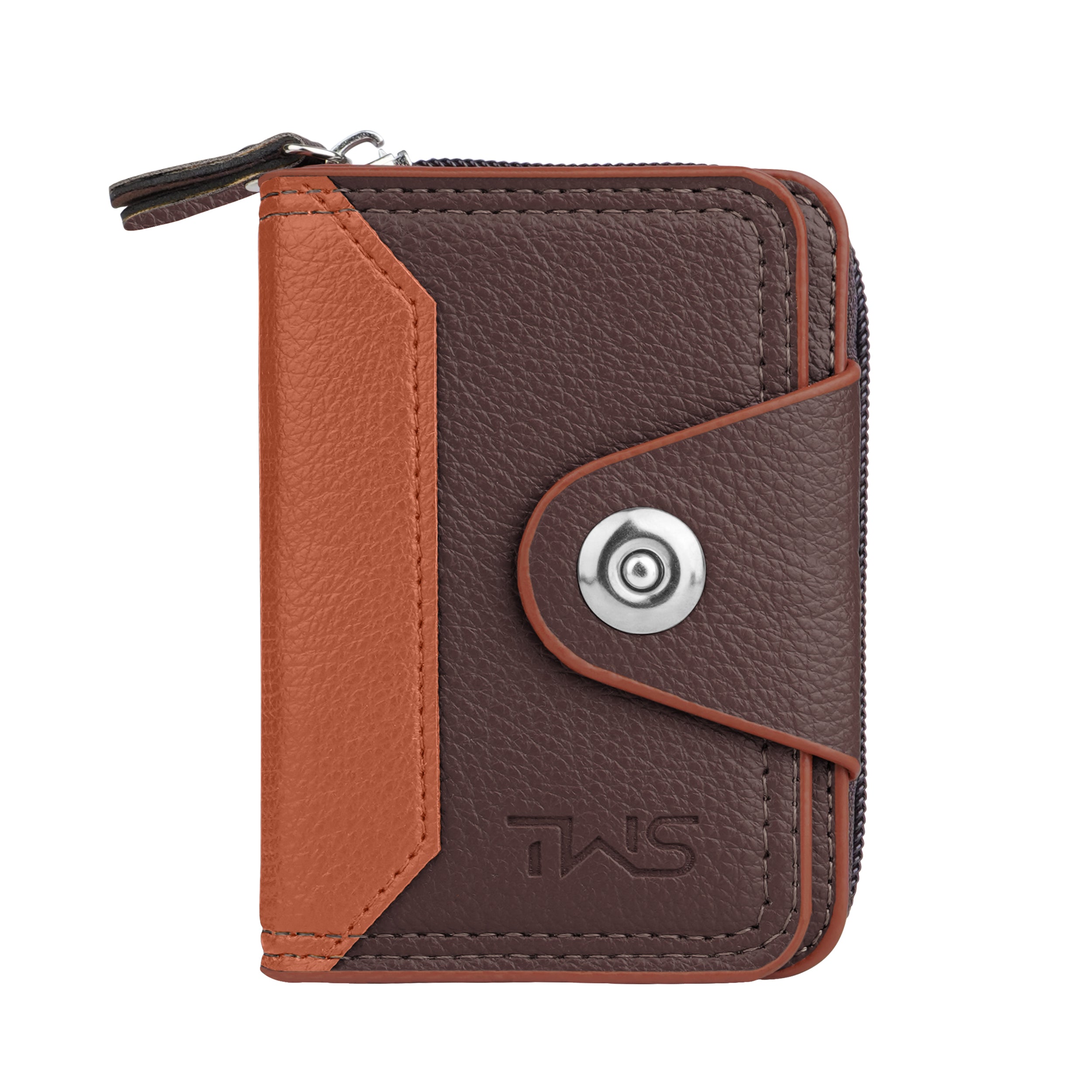 Secure Mate Vegan Leather Zipper Wallet - Brown Tan