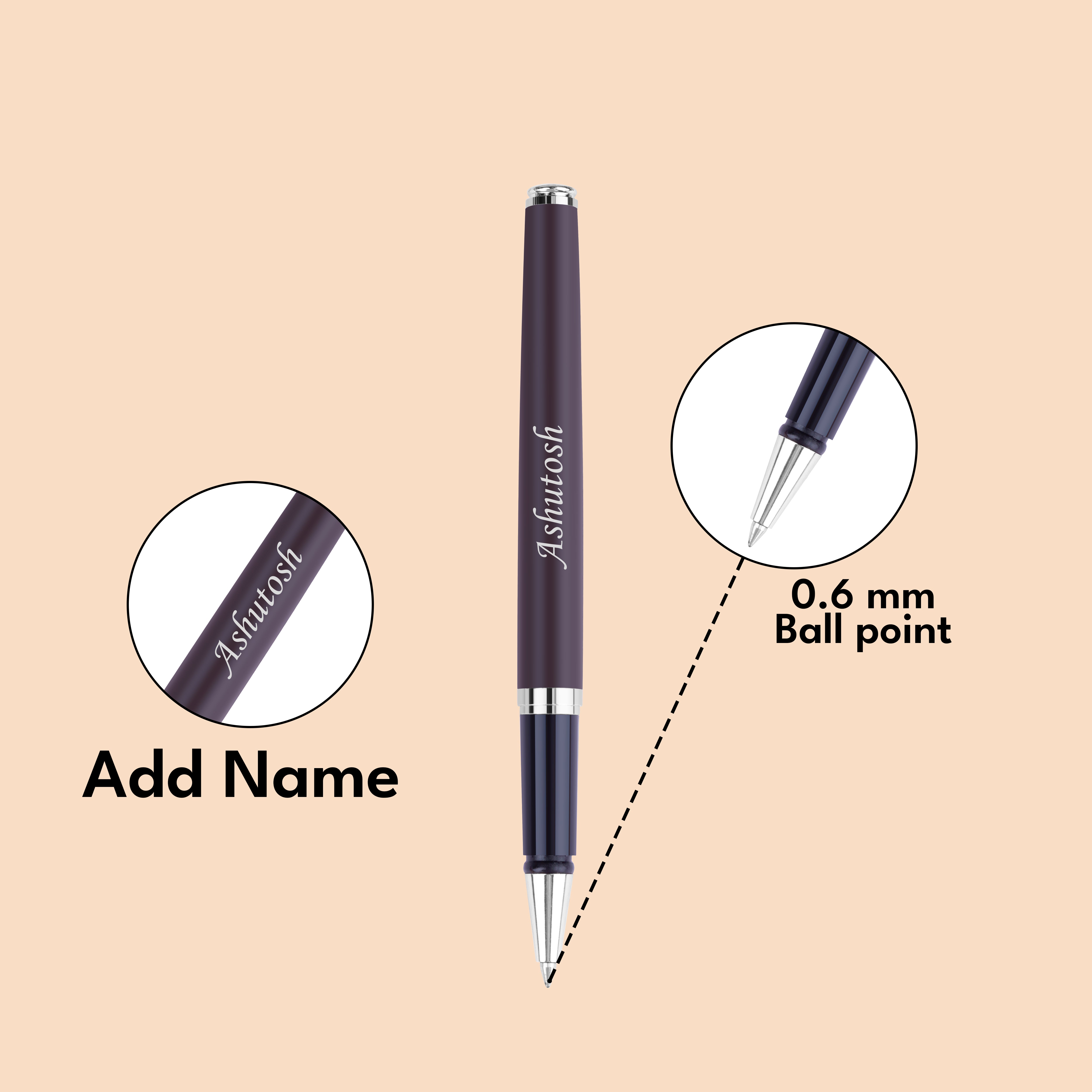 Personalized Metallic Roller Ball Pen With Name