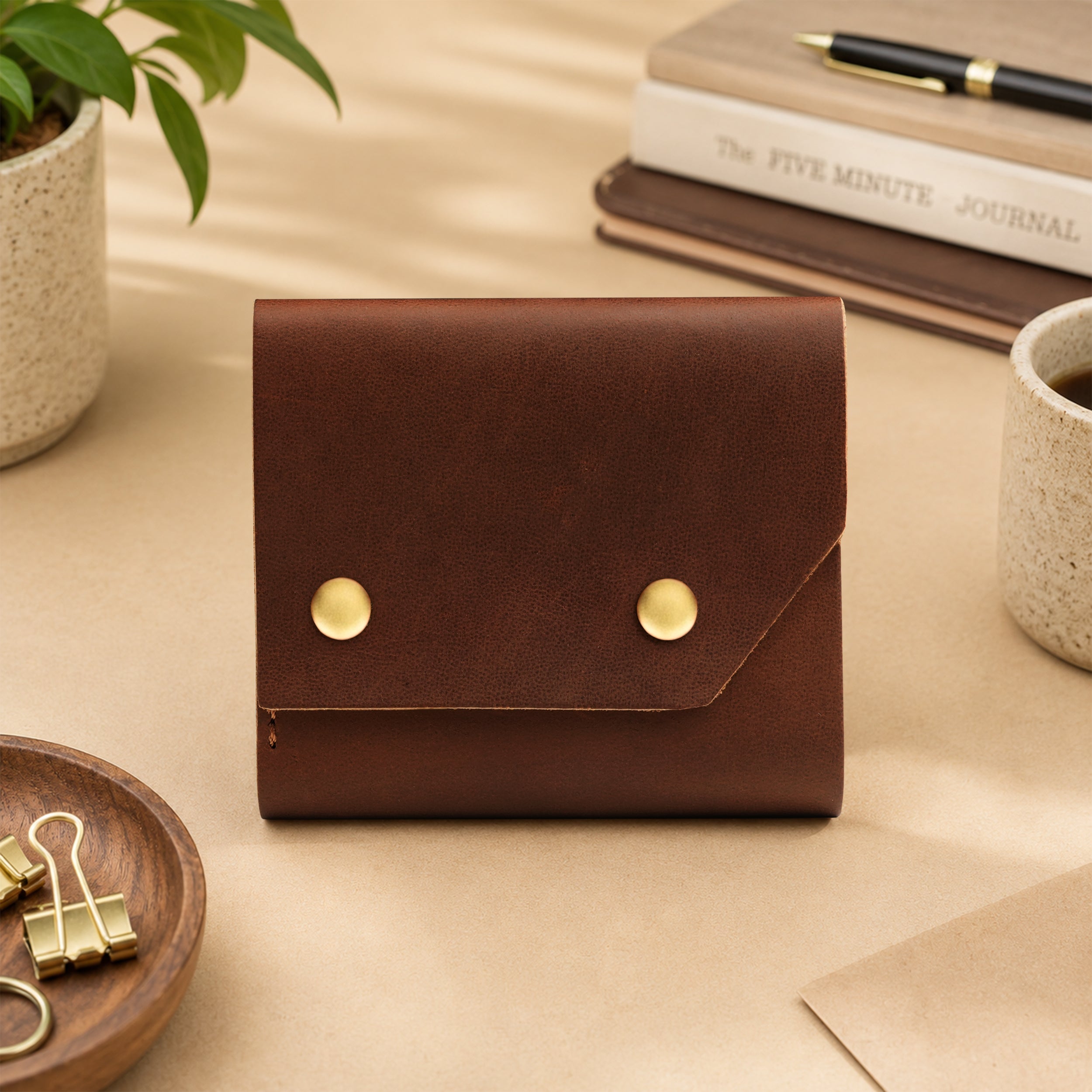 Snapper Minimalist Genuine Leather Wallet - Tan