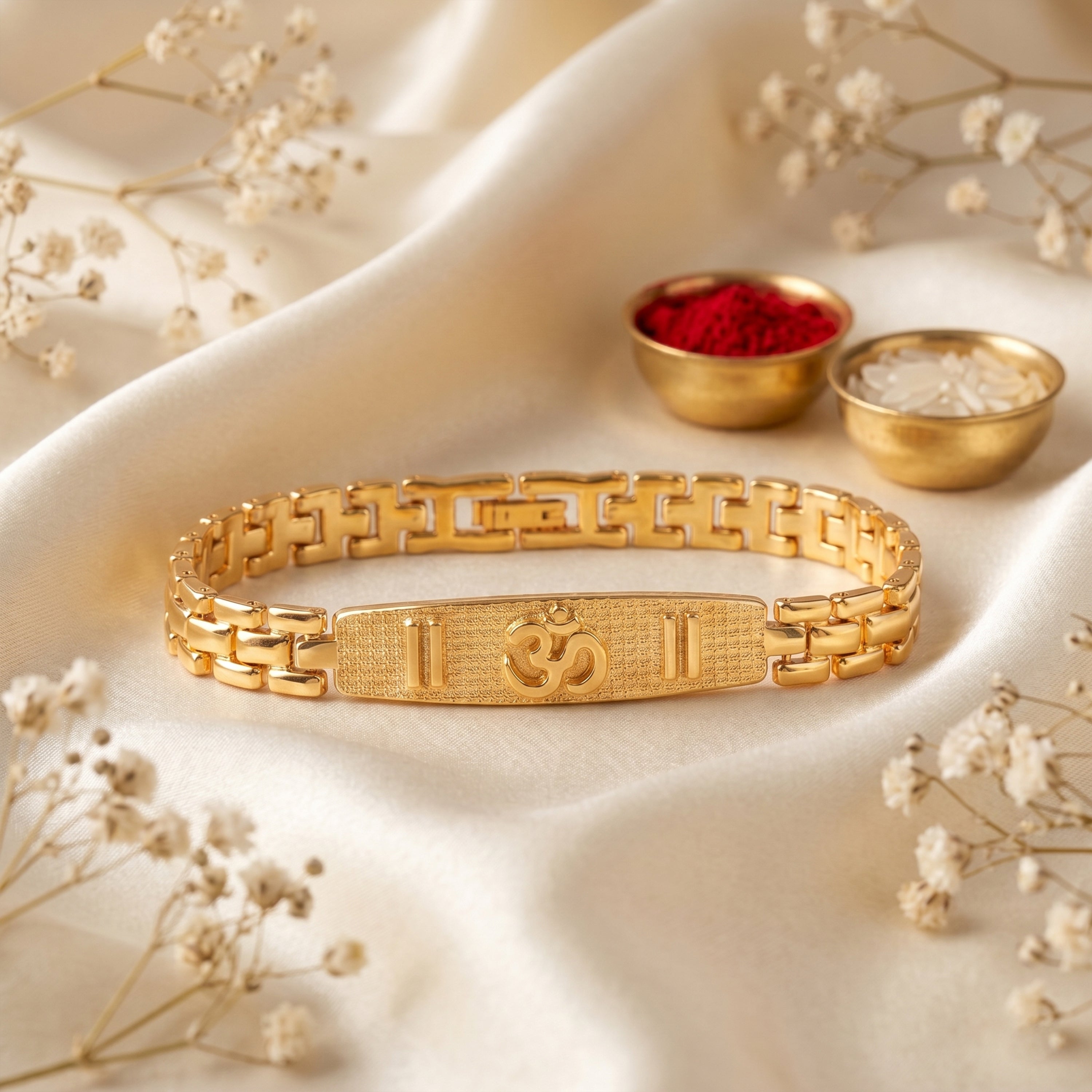 Om Shakti Bracelet Rakhi - Golden