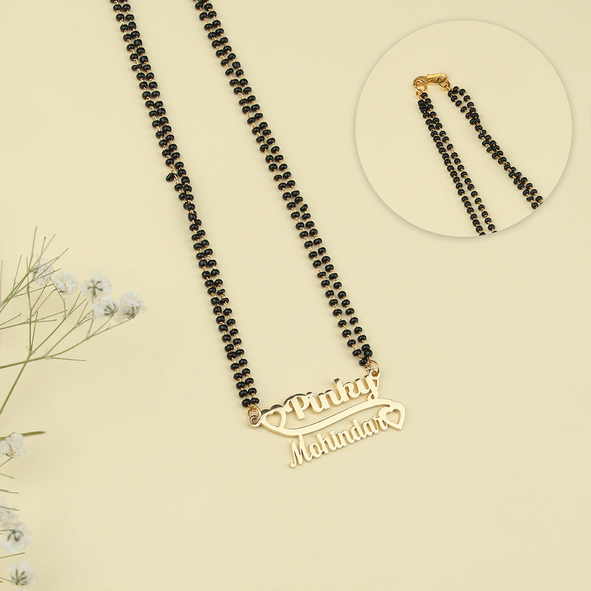 Double Name Necklace With Mangalsutra