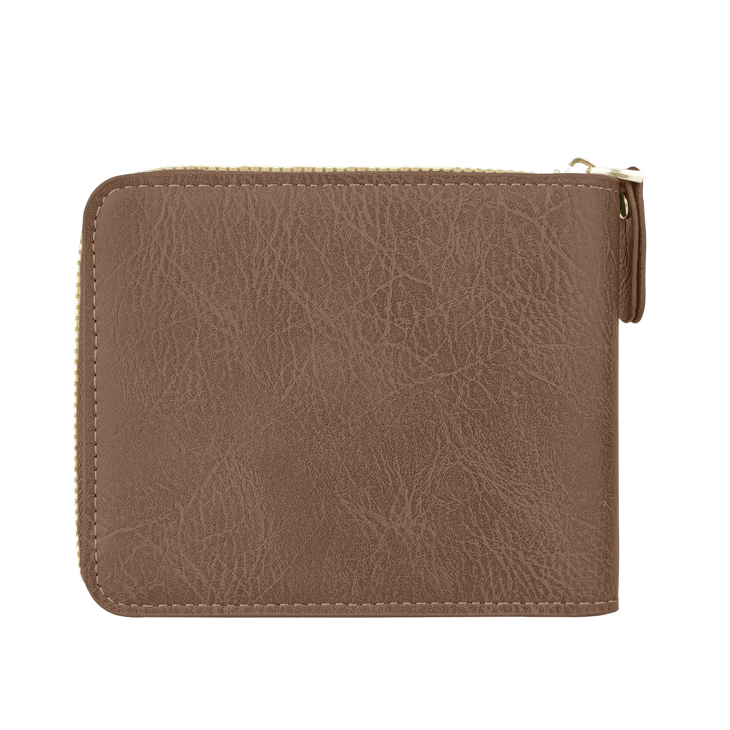 Knight Shield Genuine Leather Zipper Wallet - Brown