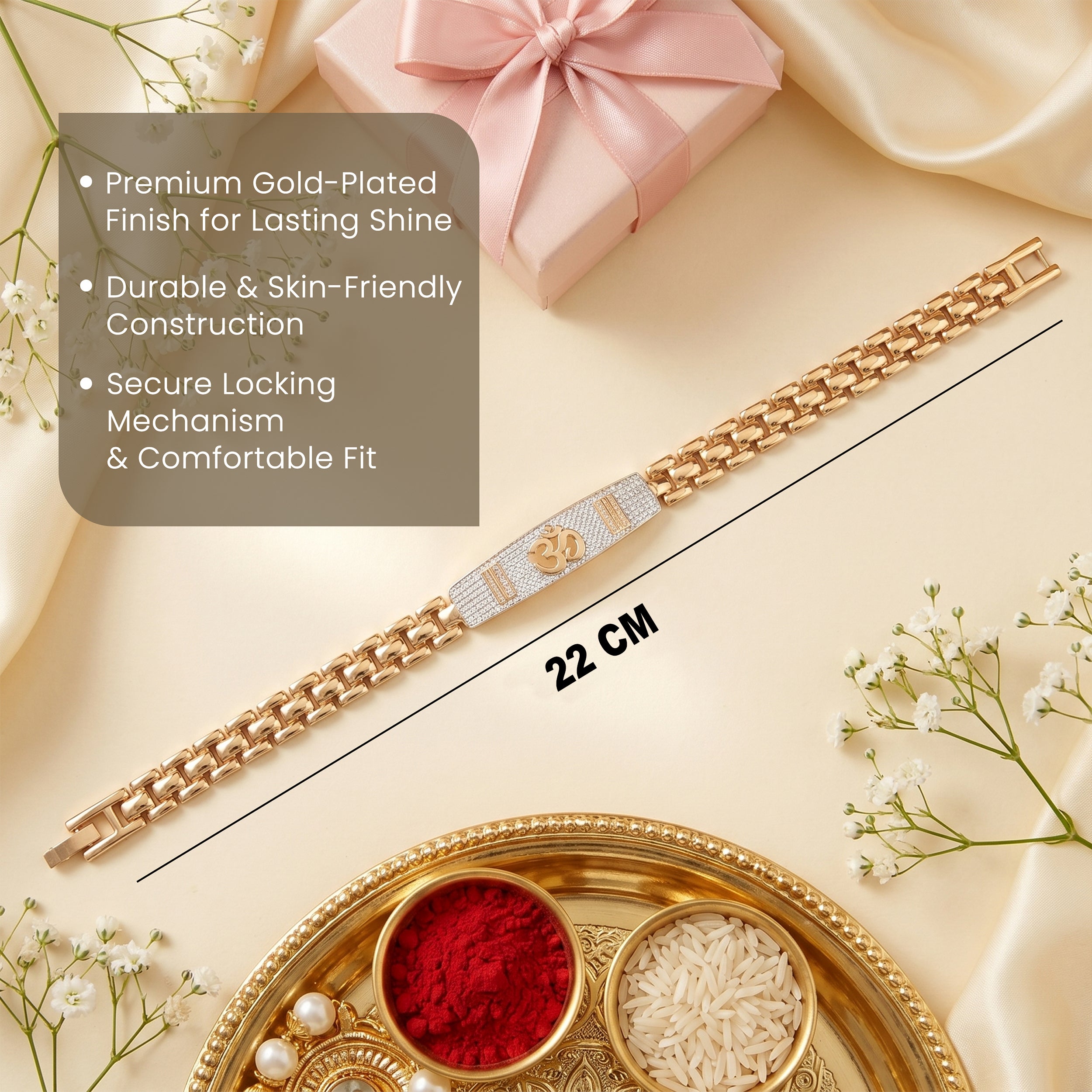 Om Shakti Bracelet Rakhi - Silver