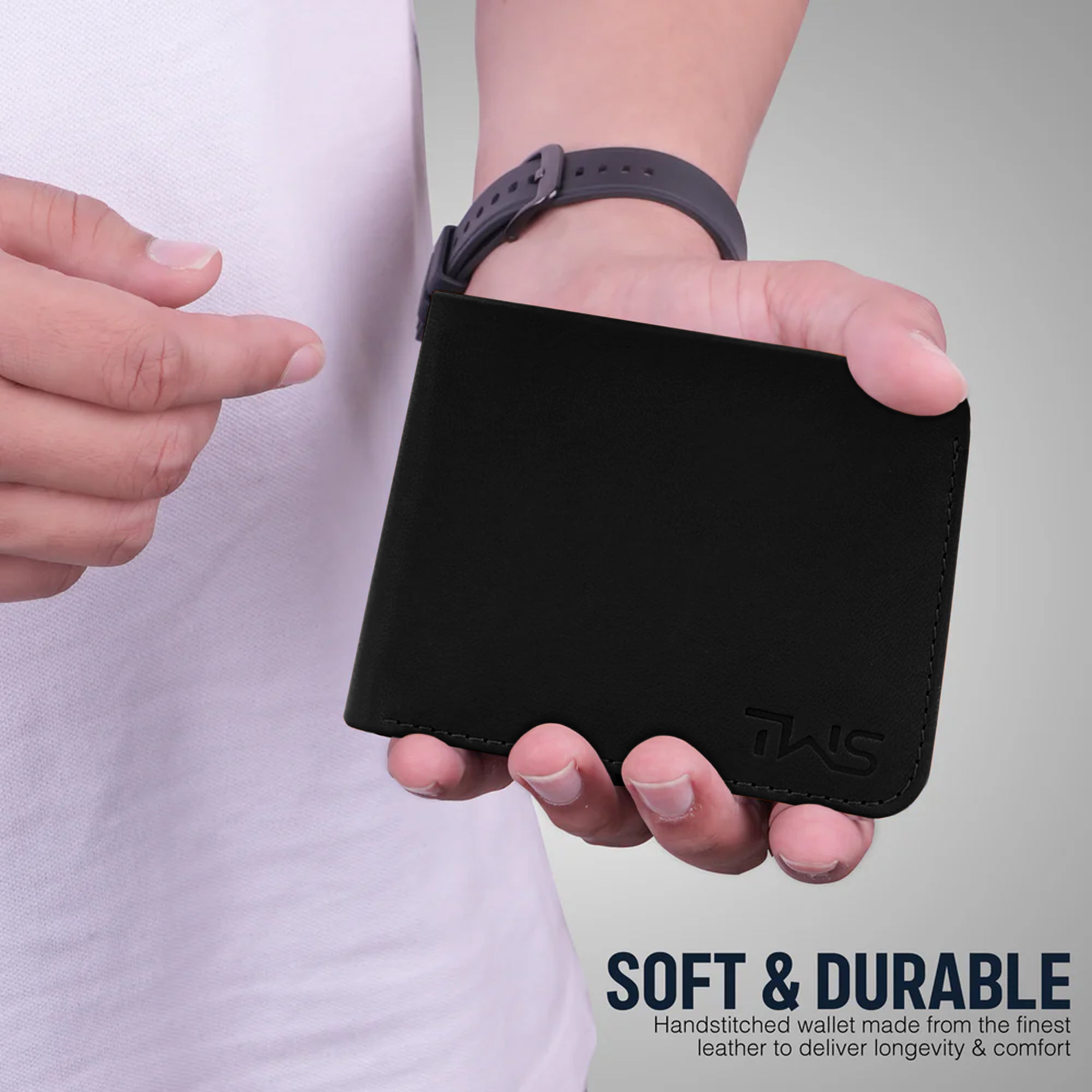 Pure Slim RFID Protected Leather Wallet For Men - Black