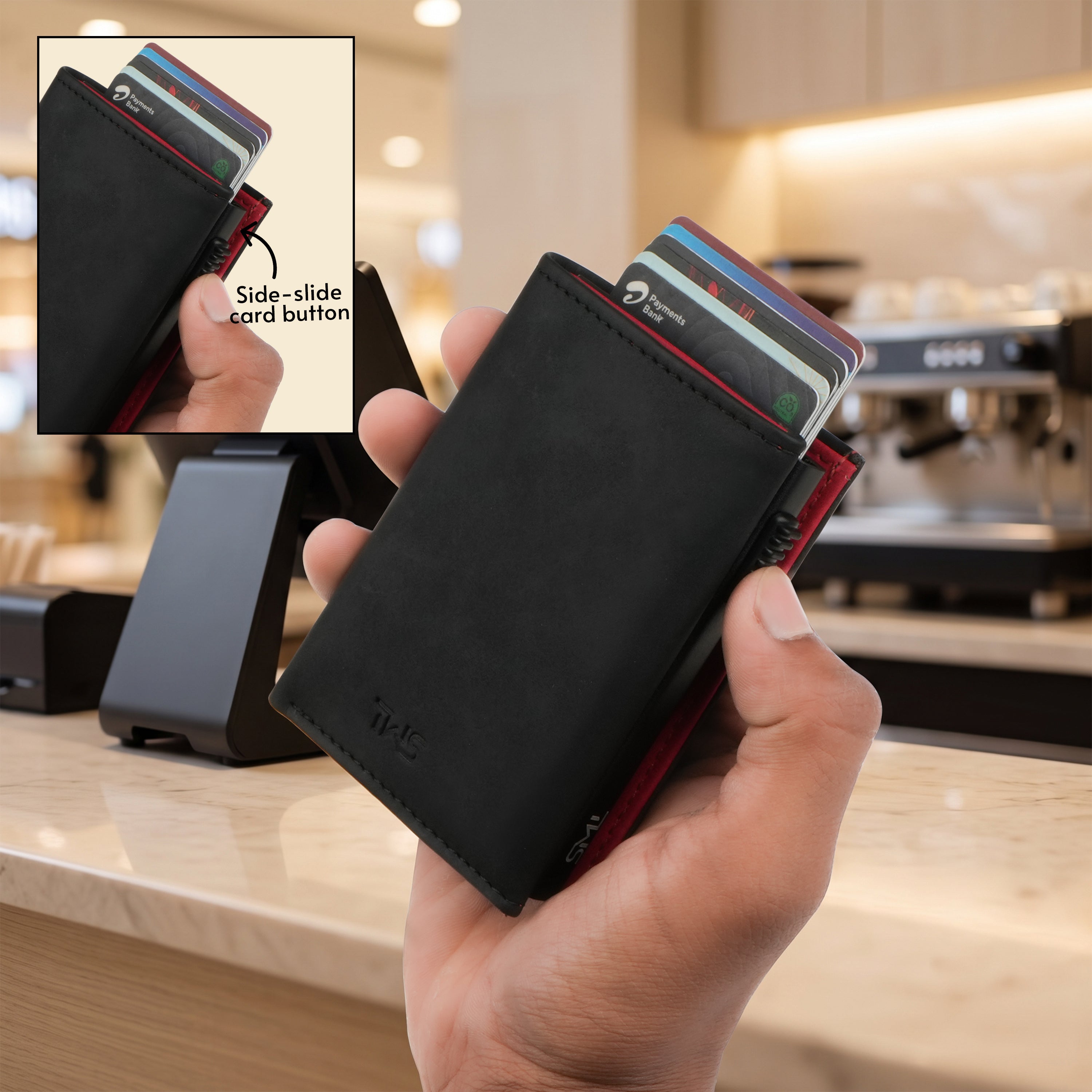 SlideX Neo RFID-Protected Dual Color Wallet Cardholder - Black & Red