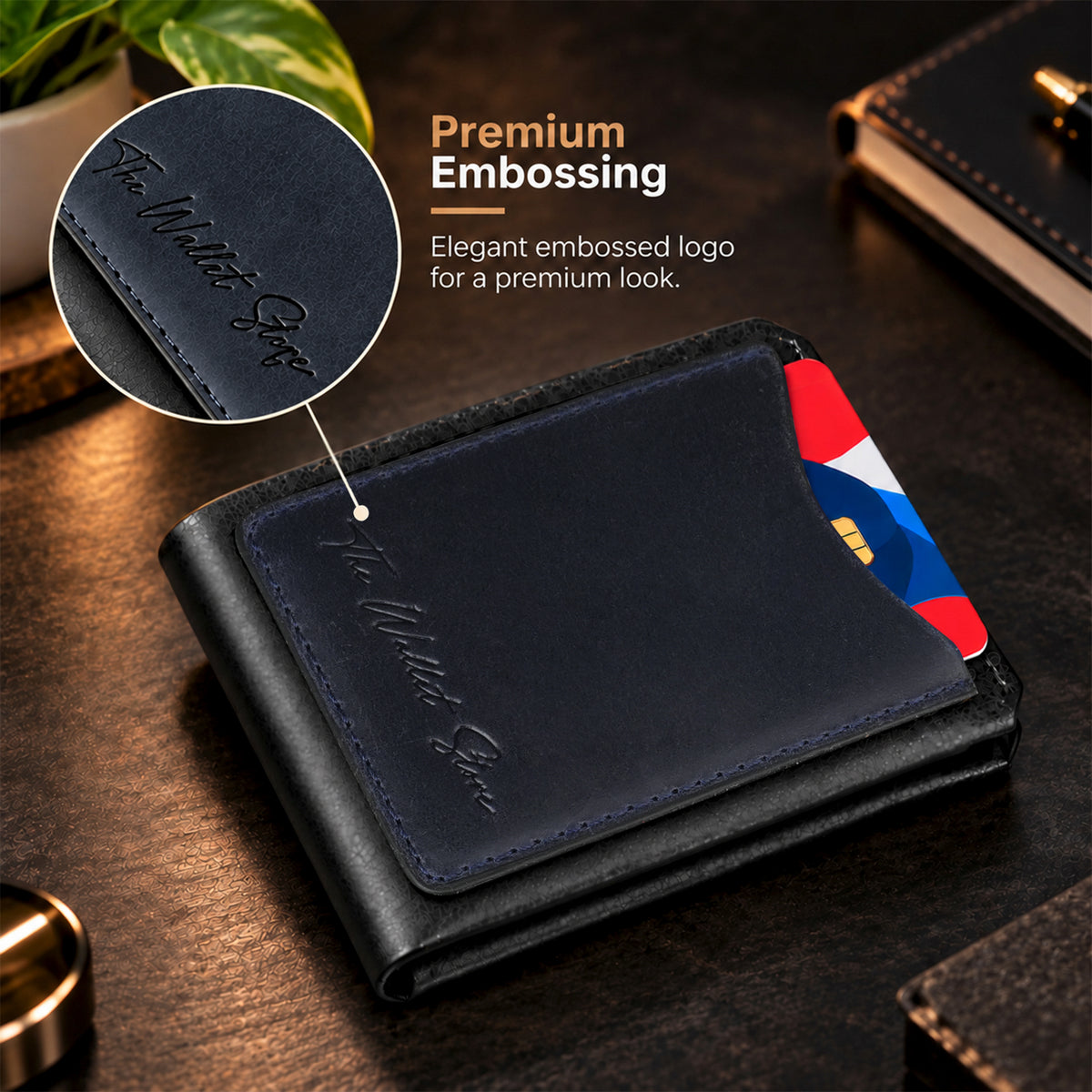 Hunter Dual-Tone Leather Men's Wallet with Magnetic Closure - Blue