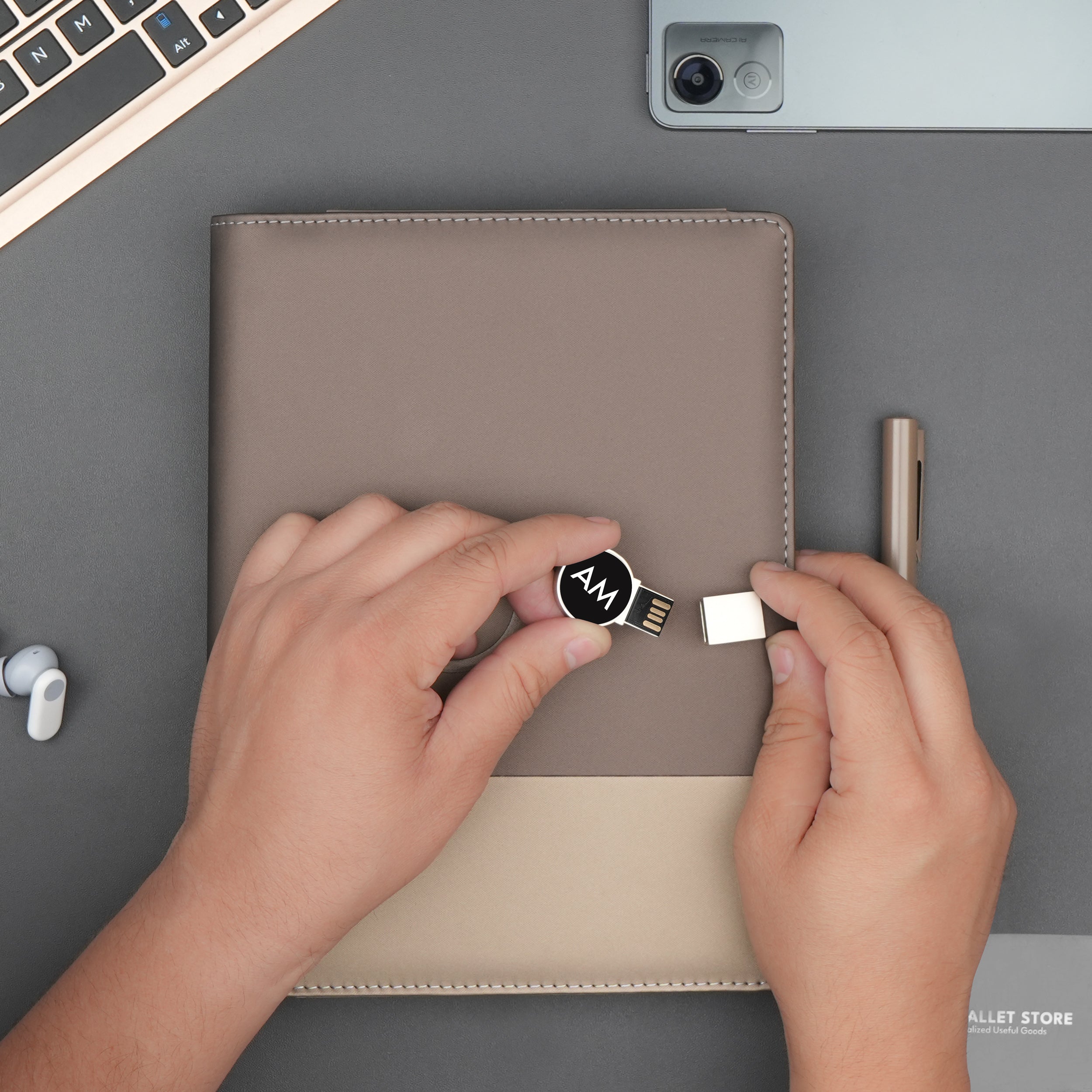 Personalized Power Scribe Diary & Pen Set With Inbuilt LED light & Wireless Charging