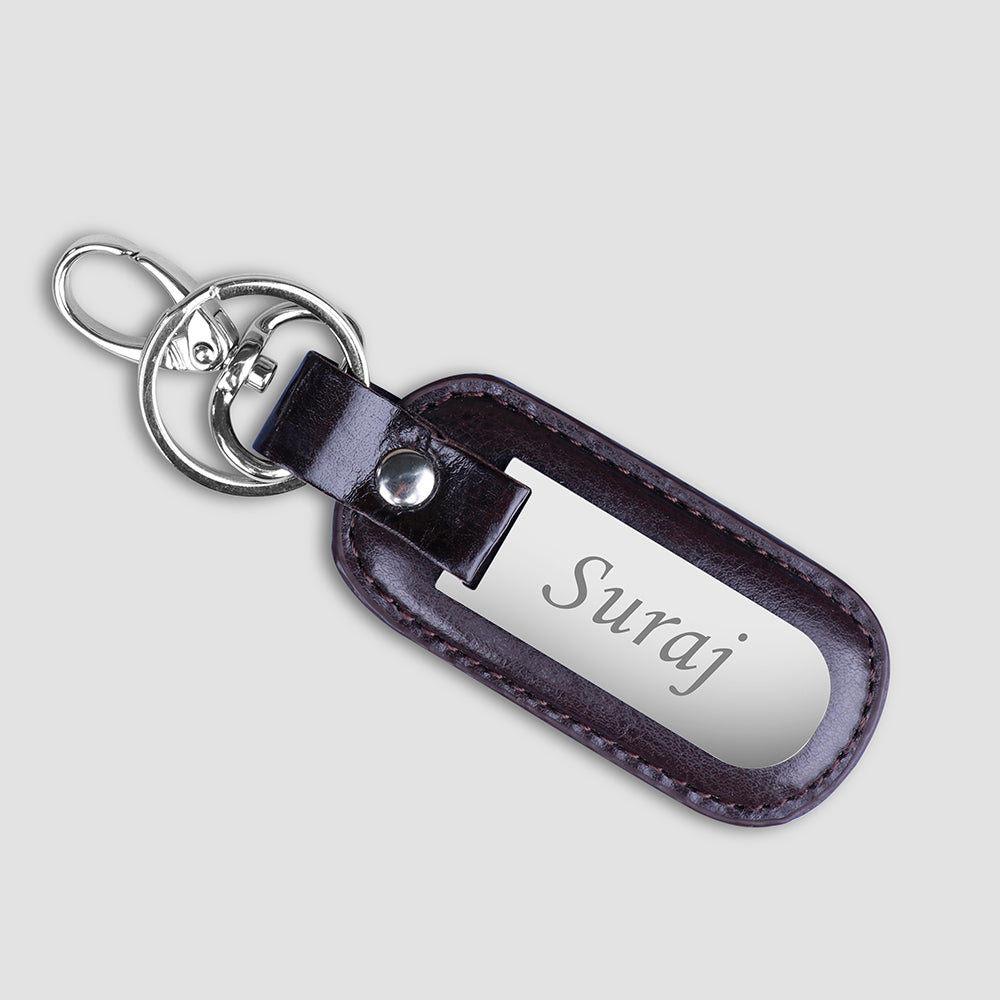 Personalized Premium Leather Keychain With Name - Main Image