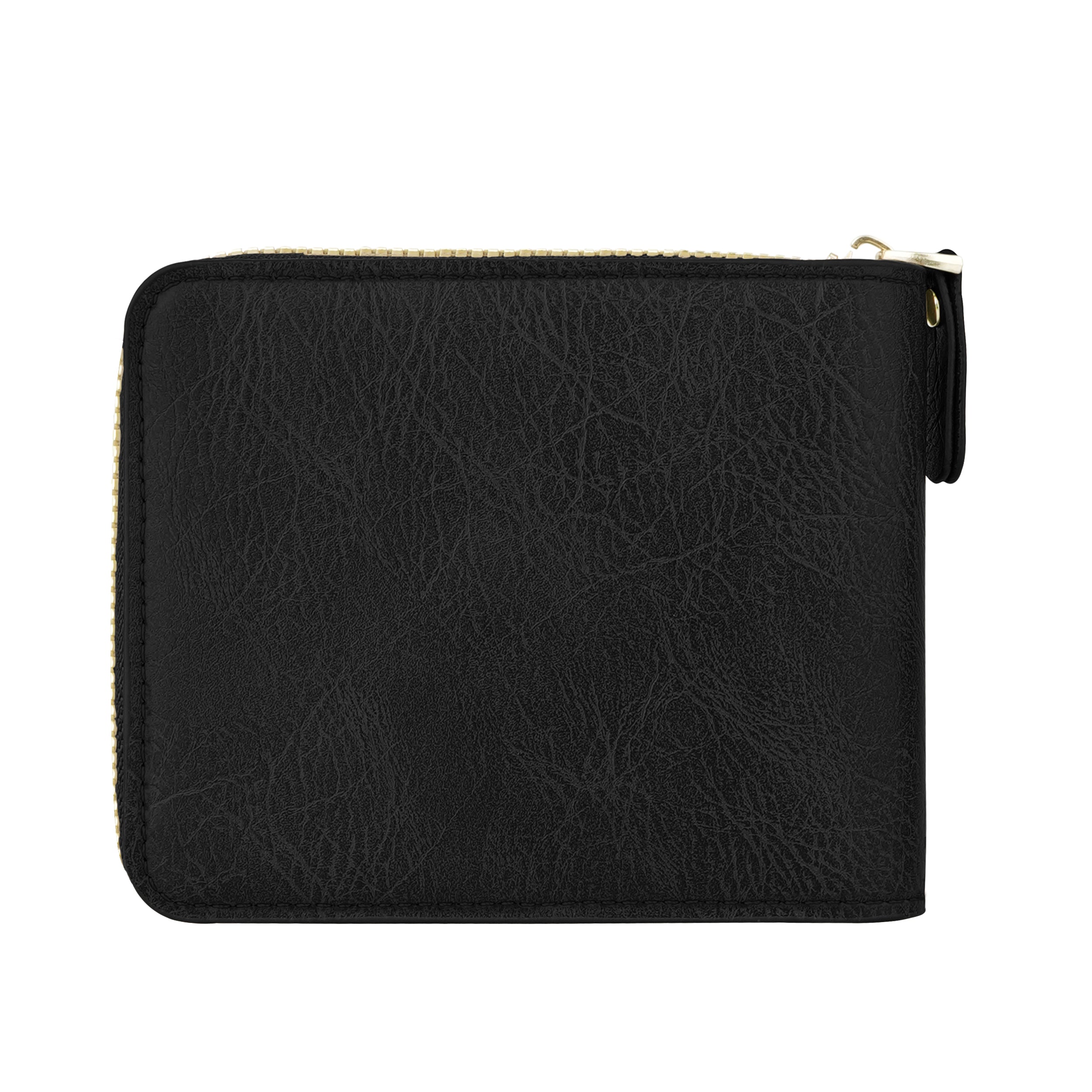 Knight Shield Genuine Leather Zipper Wallet - Black