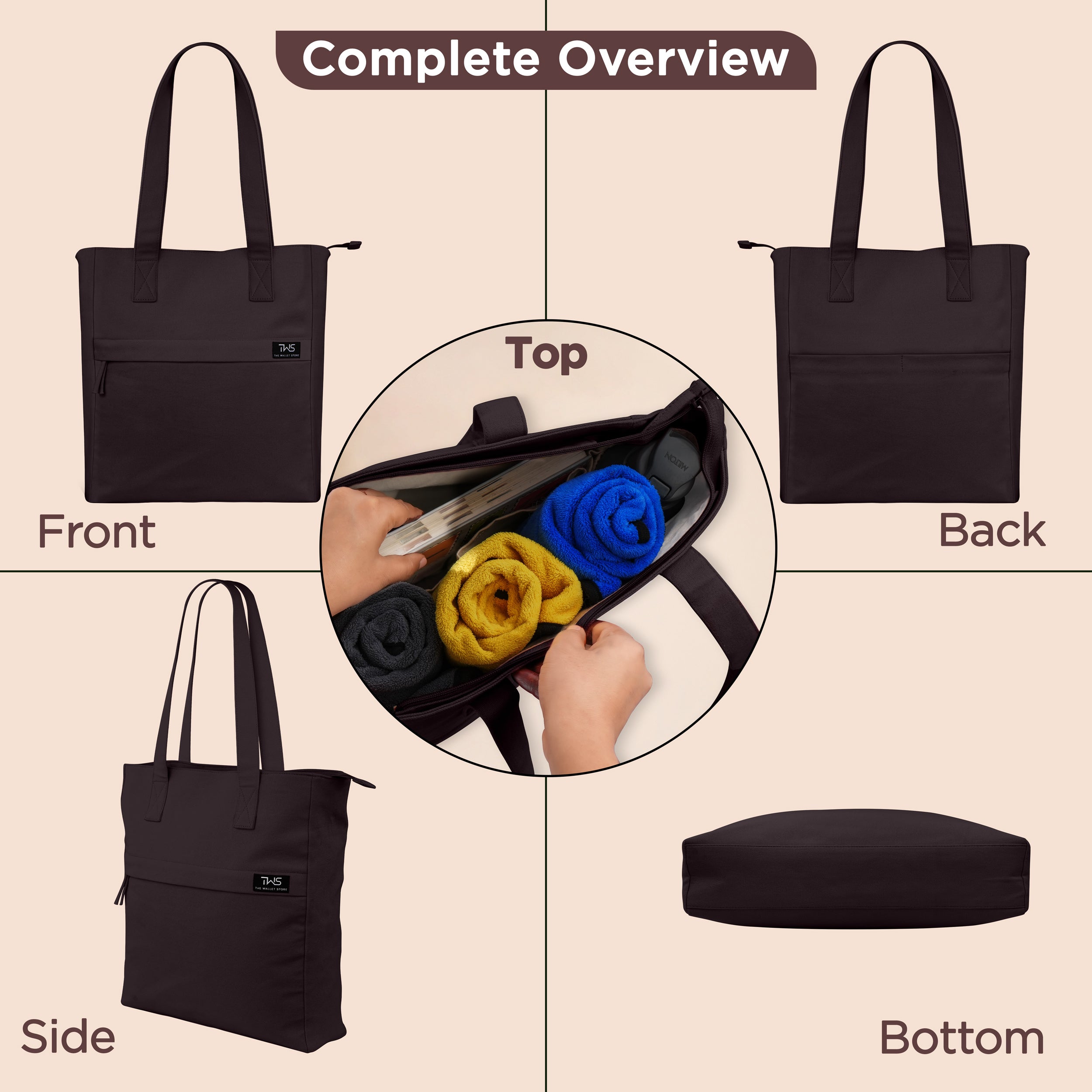 EVERYDAY VIBRANT CANVAS TOTE BAG - BROWN