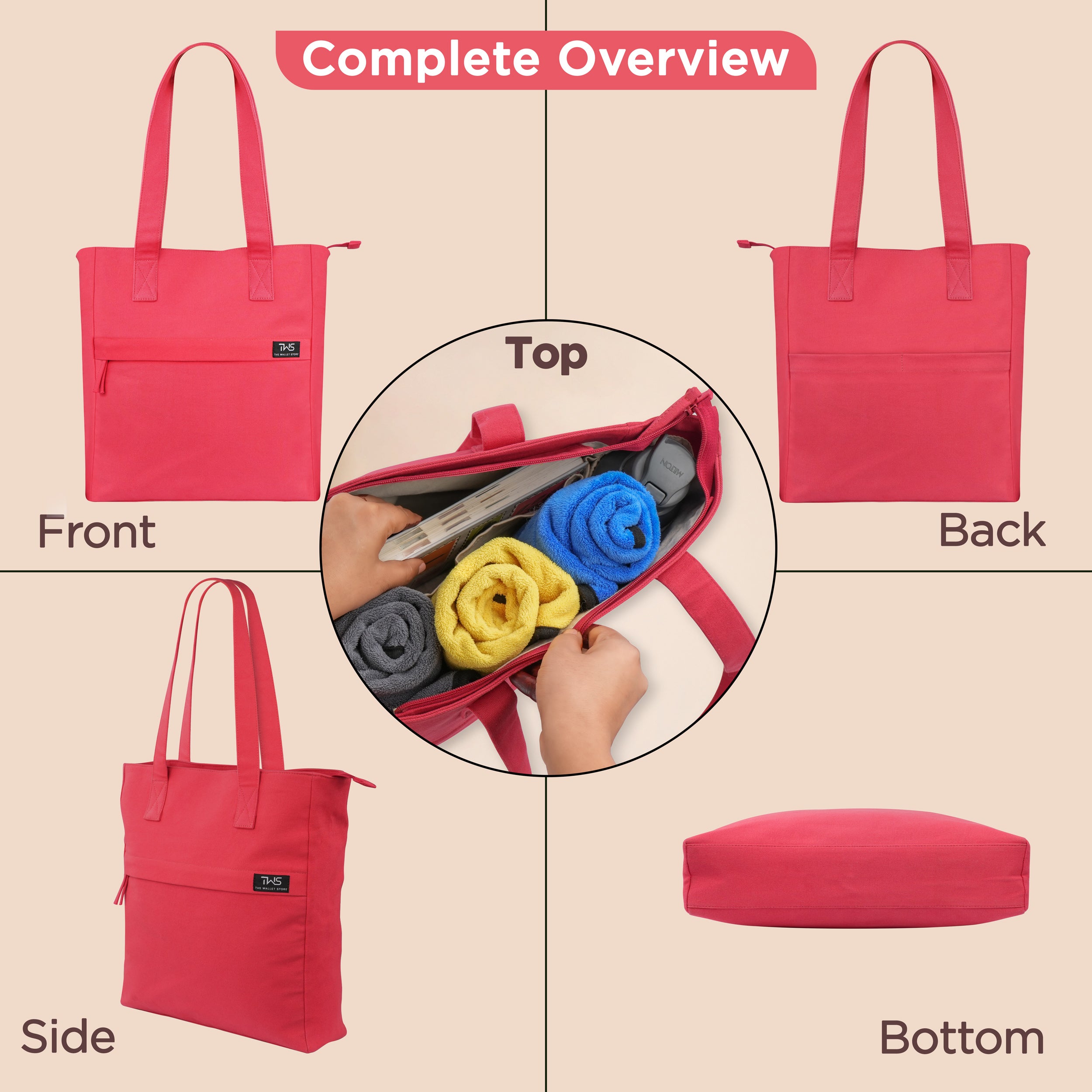 EVERYDAY VIBRANT CANVAS TOTE BAG - RED