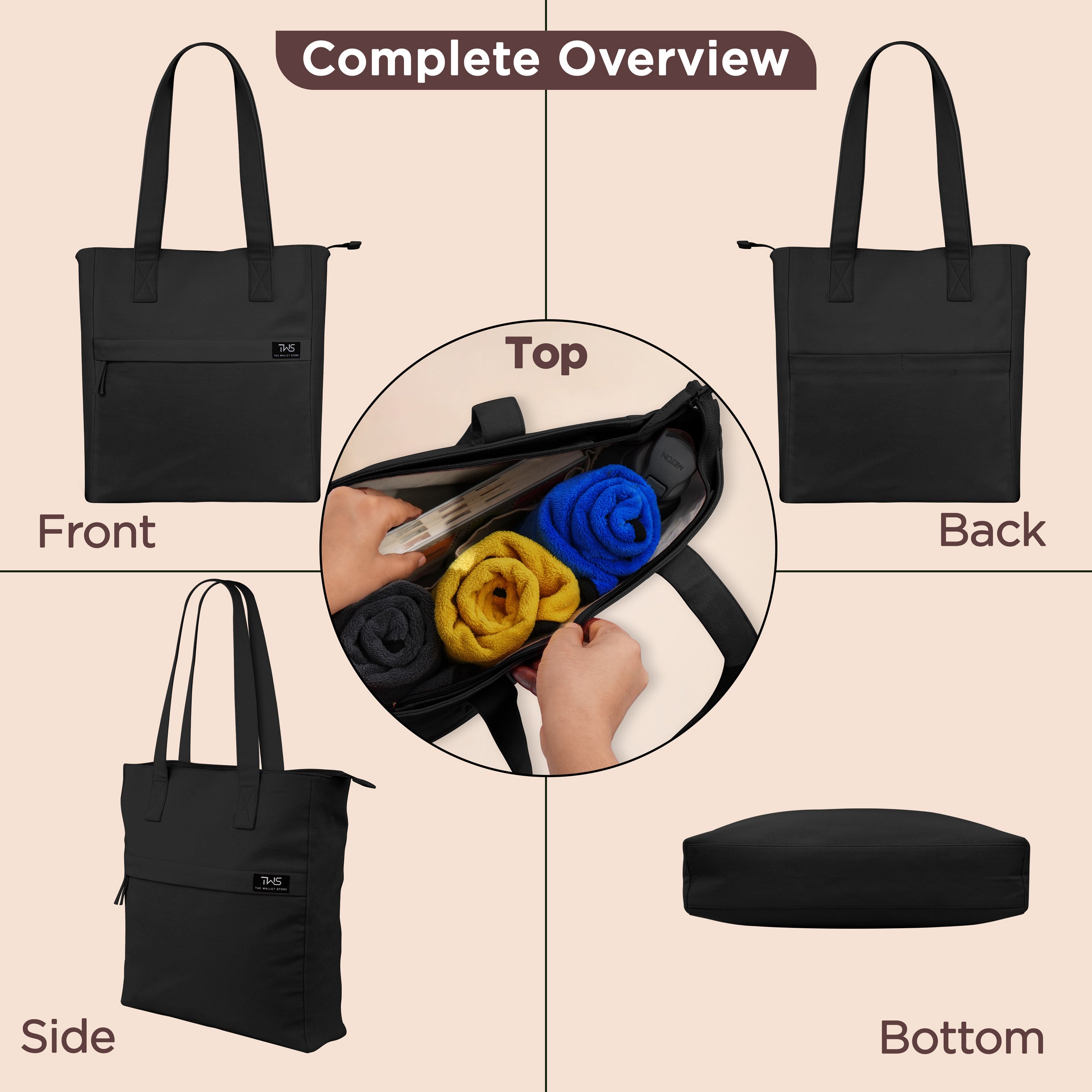 EVERYDAY VIBRANT CANVAS TOTE BAG - BLACK
