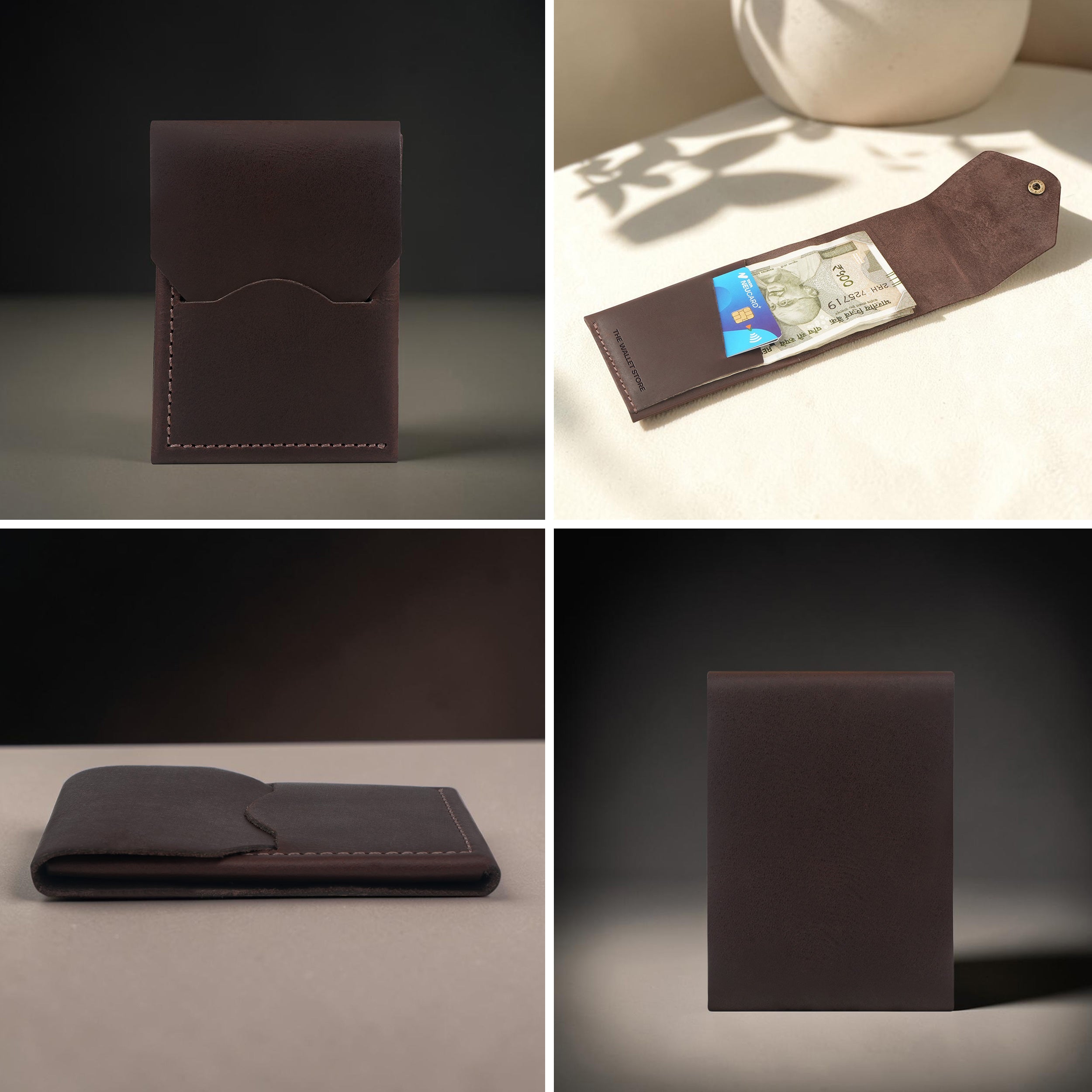 Urban Flip Genuine Leather Wallet - Dark Brown