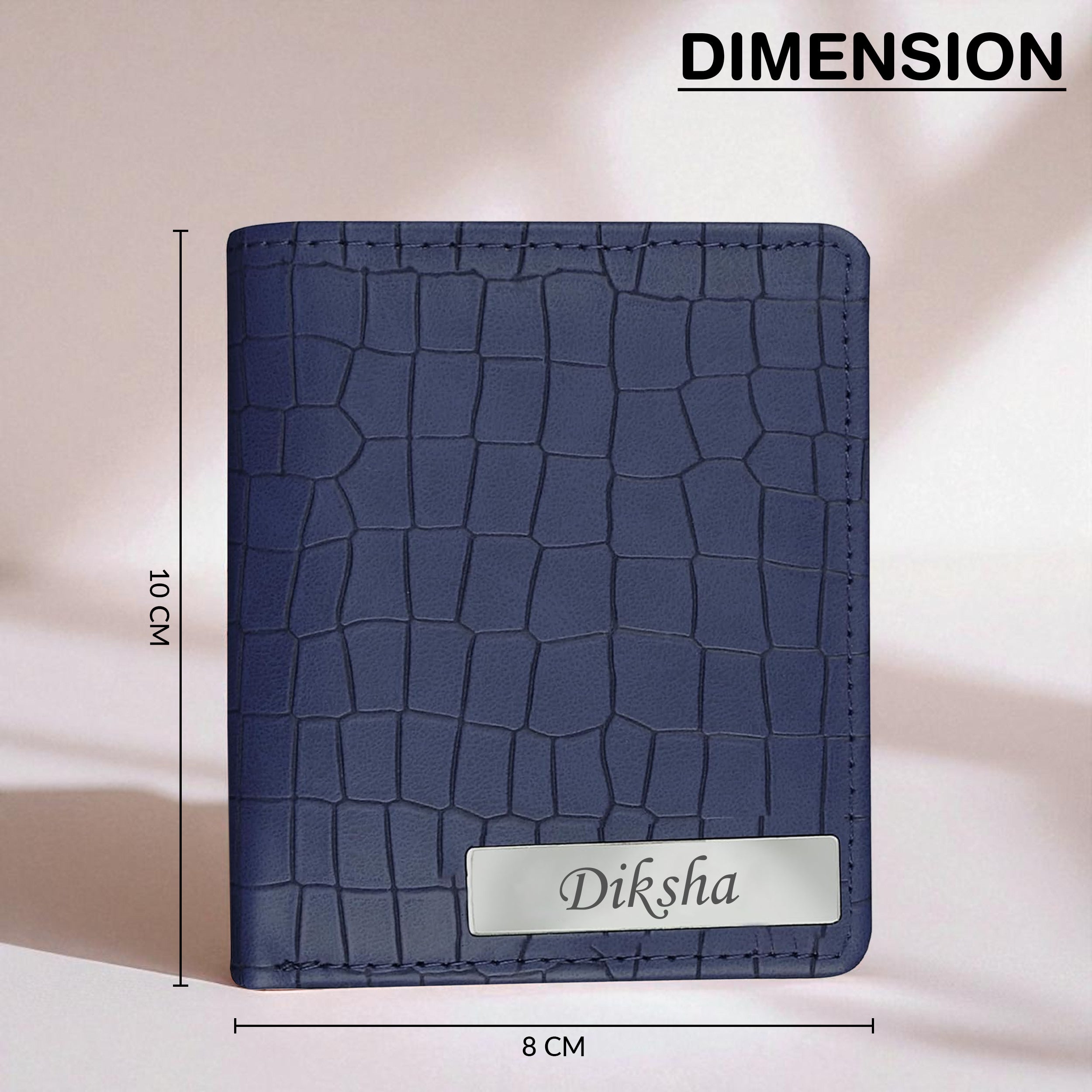 Personalized Croco Design Cardholder With Name - Blue