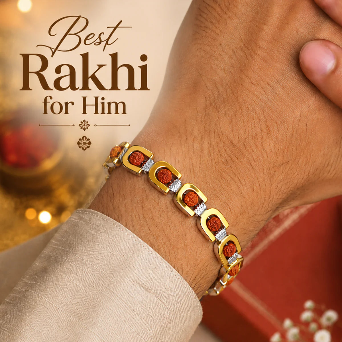 Royale Rudraksh Gold Plated Bracelet Rakhi