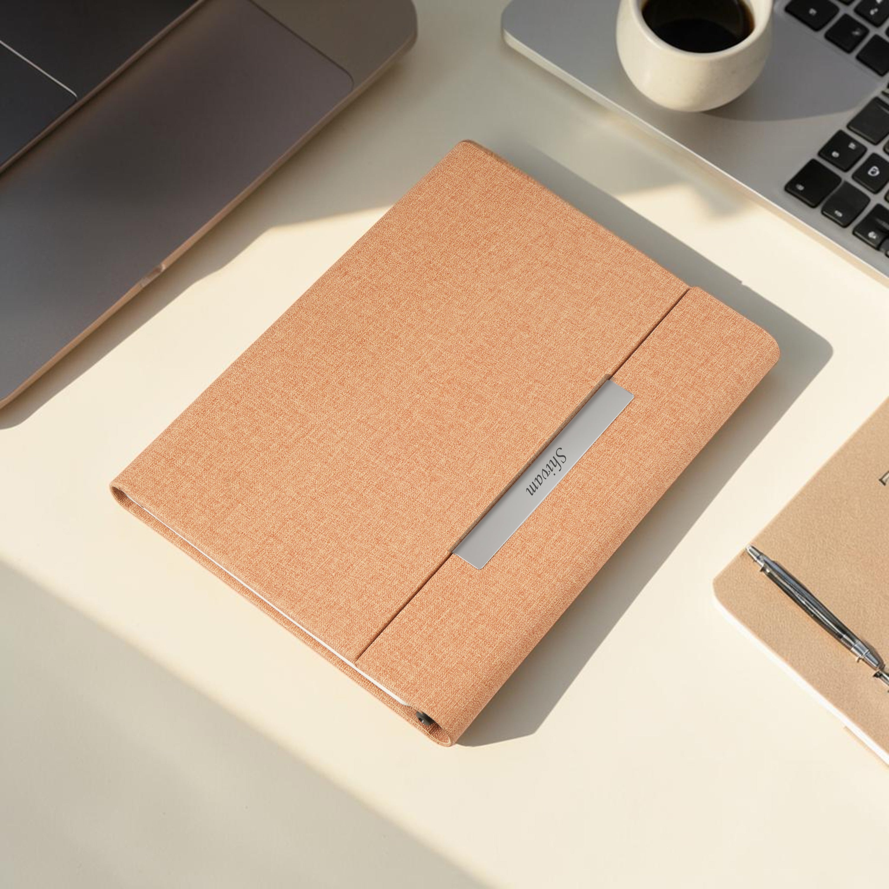 Monarch Personalized A5 Leatherette Diary & Pen Set - Jute Beige