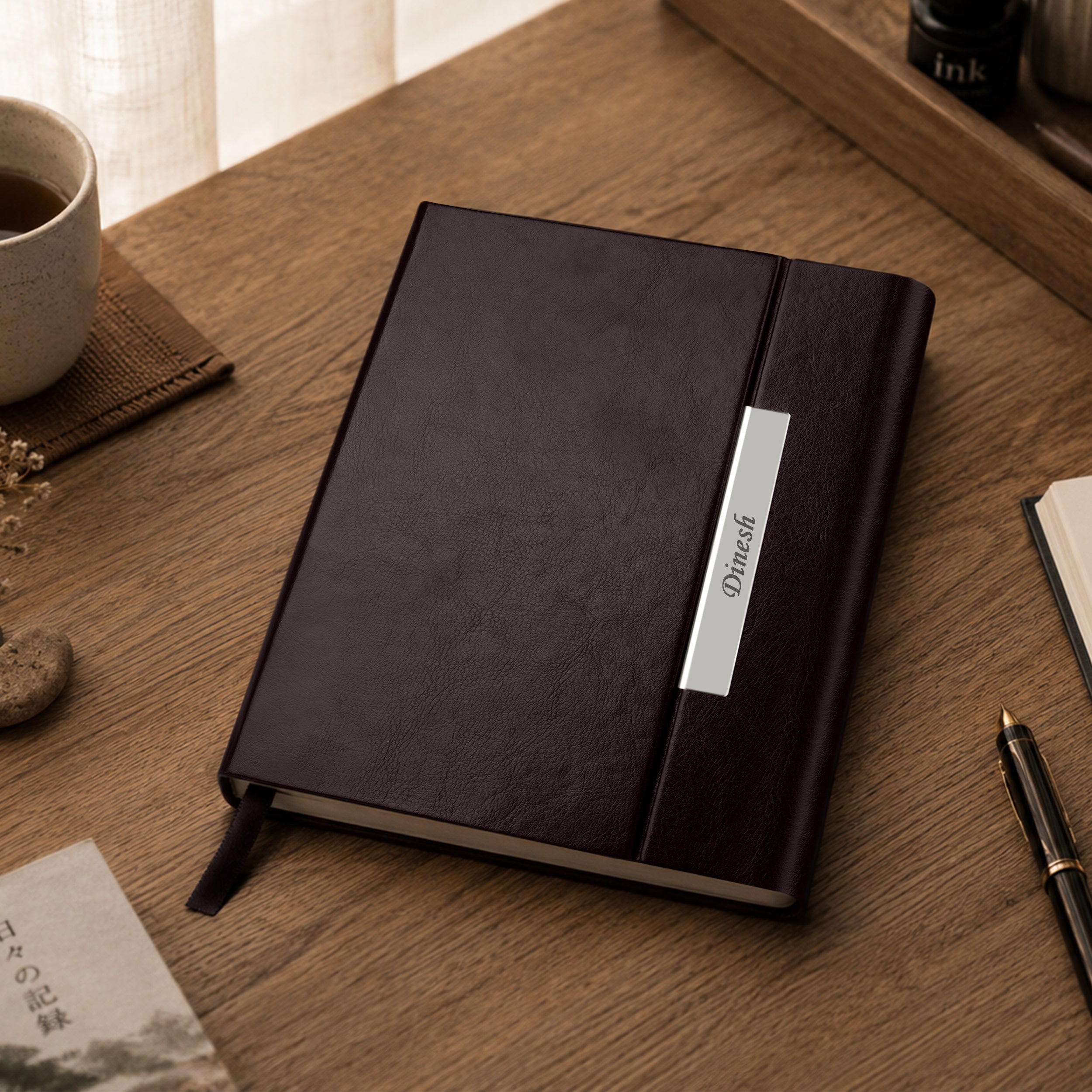 Monarch Personalized A5 Leatherette Diary & Pen Set - Brown