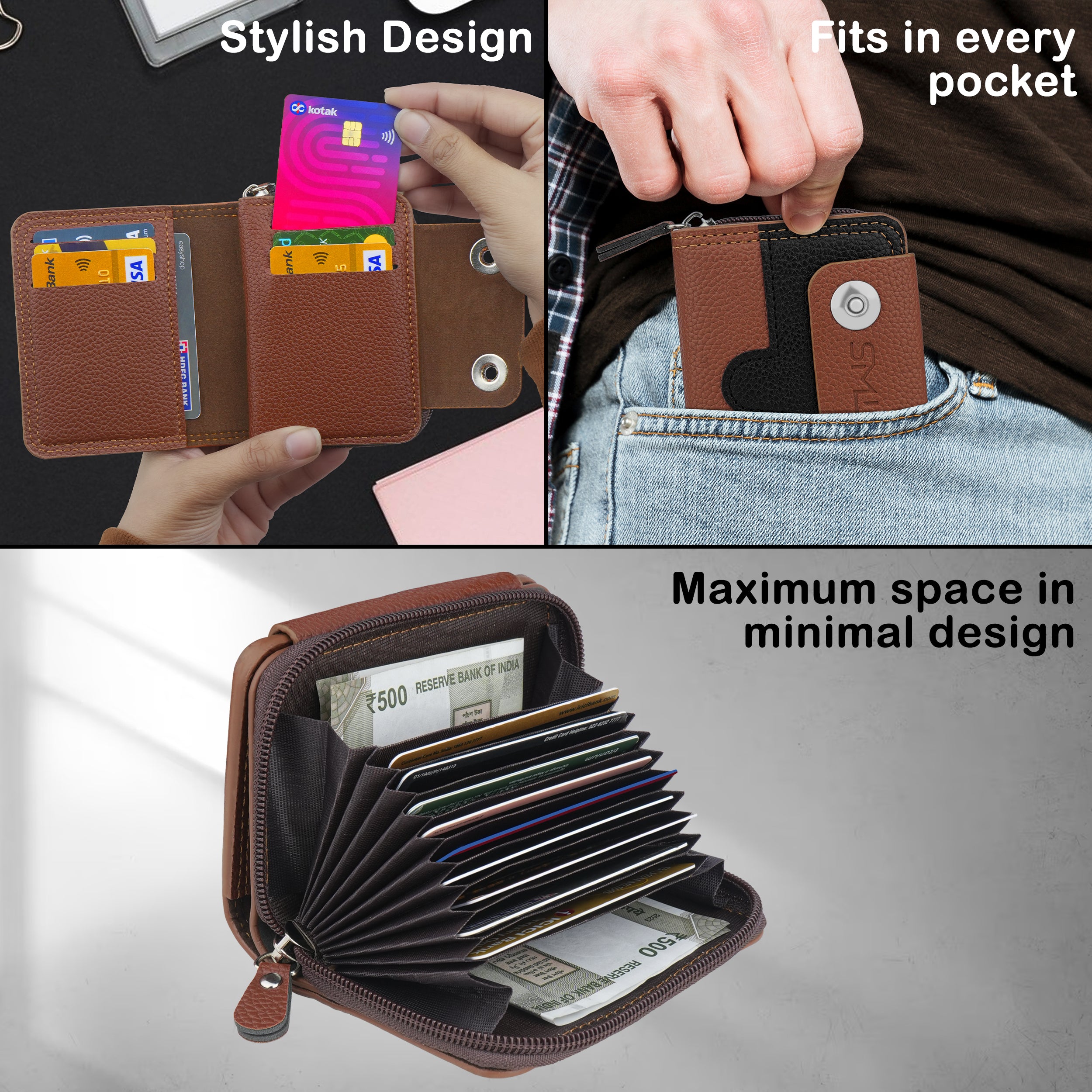 Bolt Lock Dual-Tone Wallet Cardholder