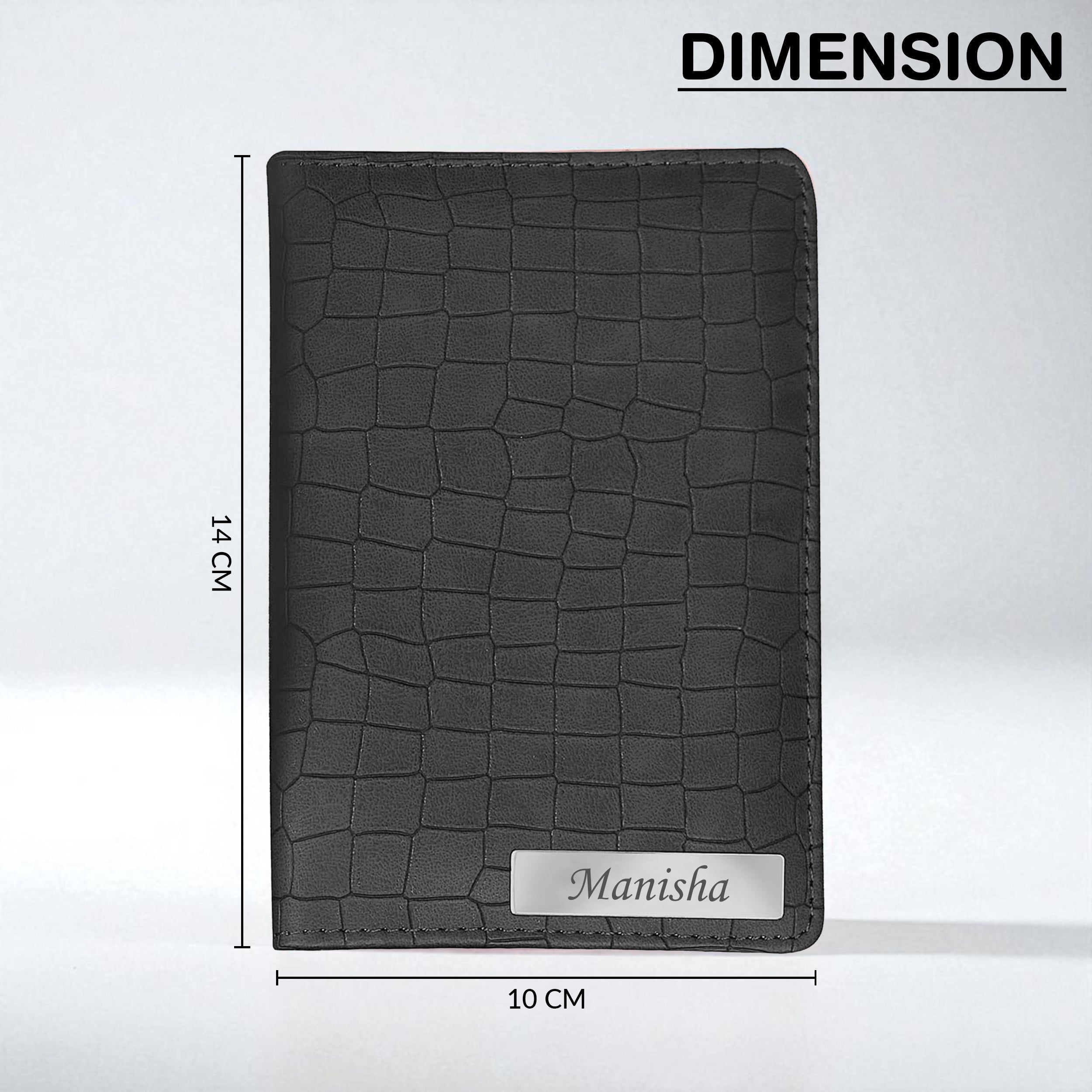 Personalized Croco Design Passport Cover With Name - Grey
