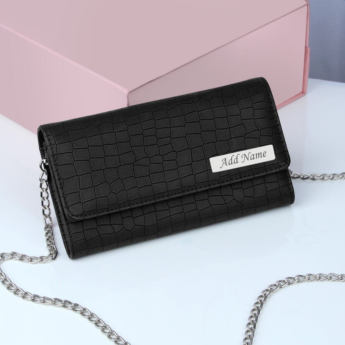 Personalized Croco Design Sling Bag With Name & Message Card