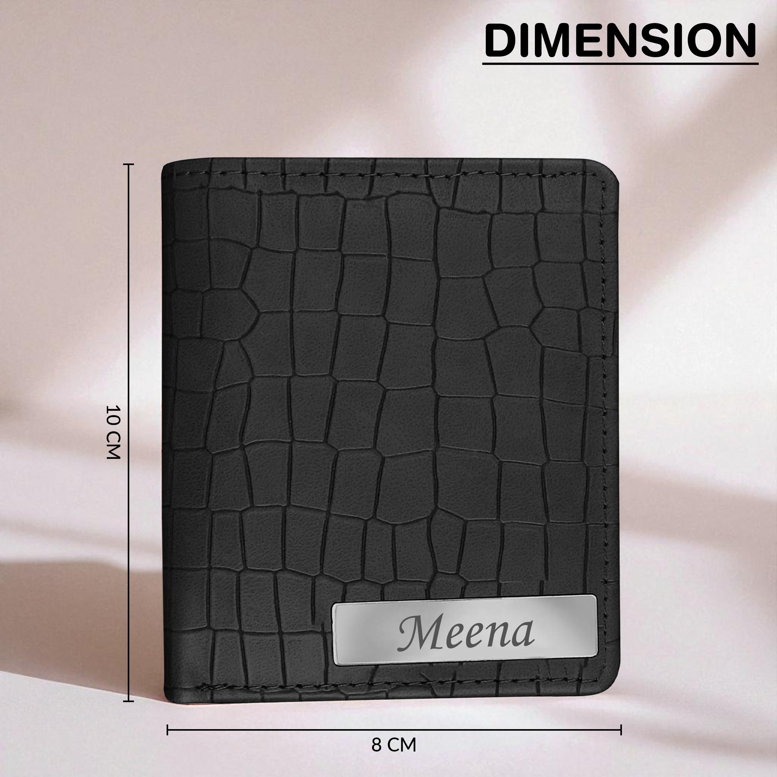 Personalized Croco Design Cardholder With Name - Black