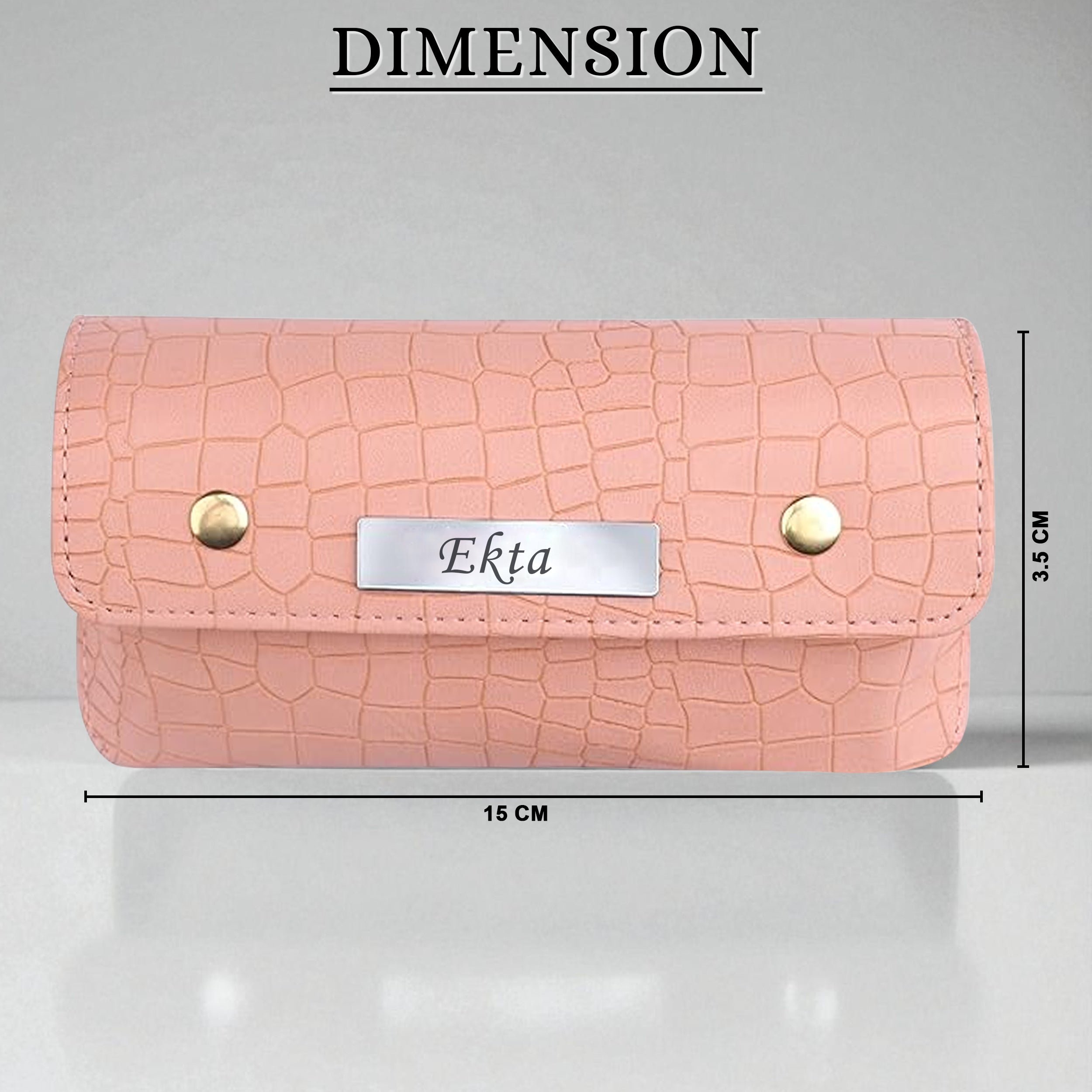 Personalized Croco Design Eyewear Case With Name - Beige