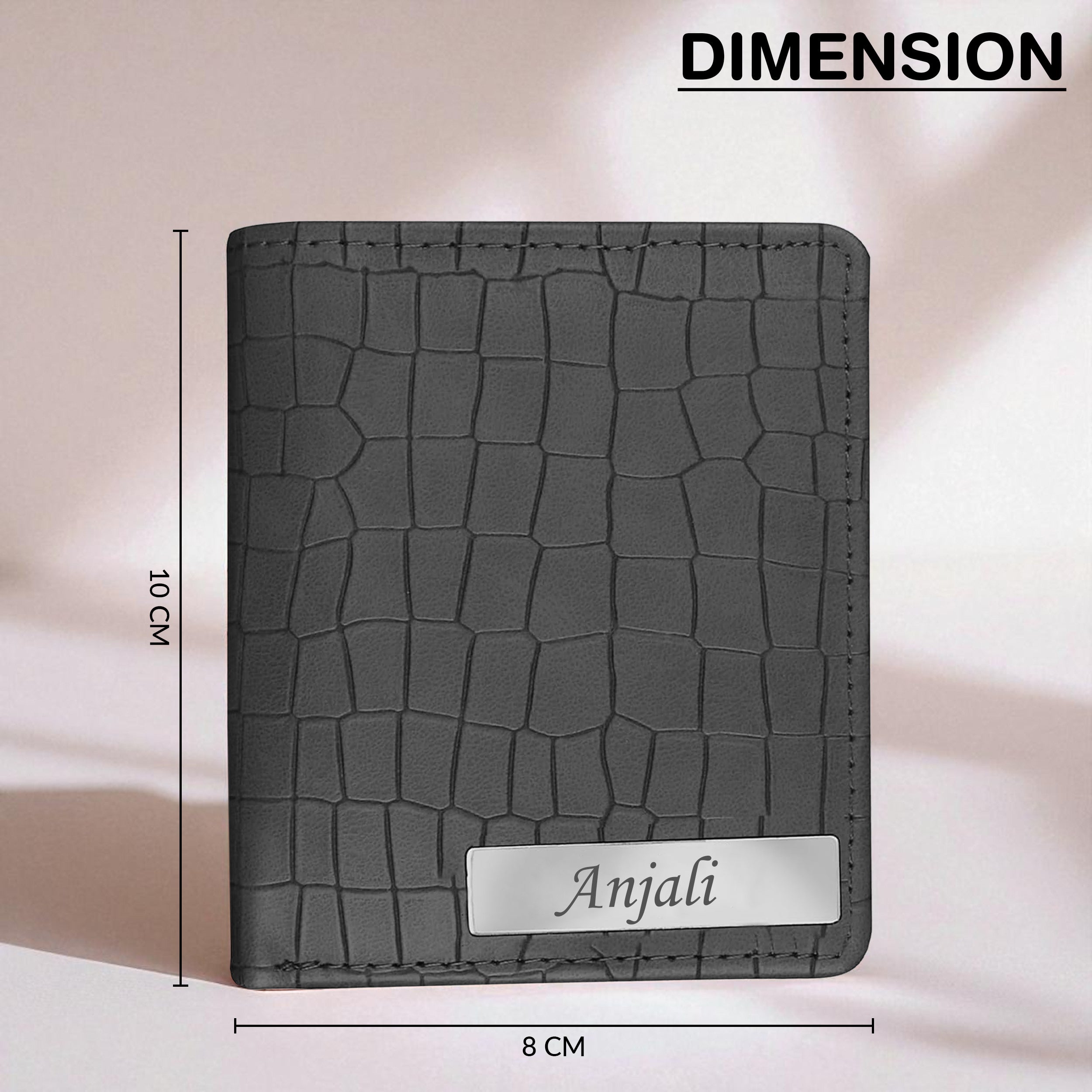 Personalized Croco Design Cardholder With Name - Grey