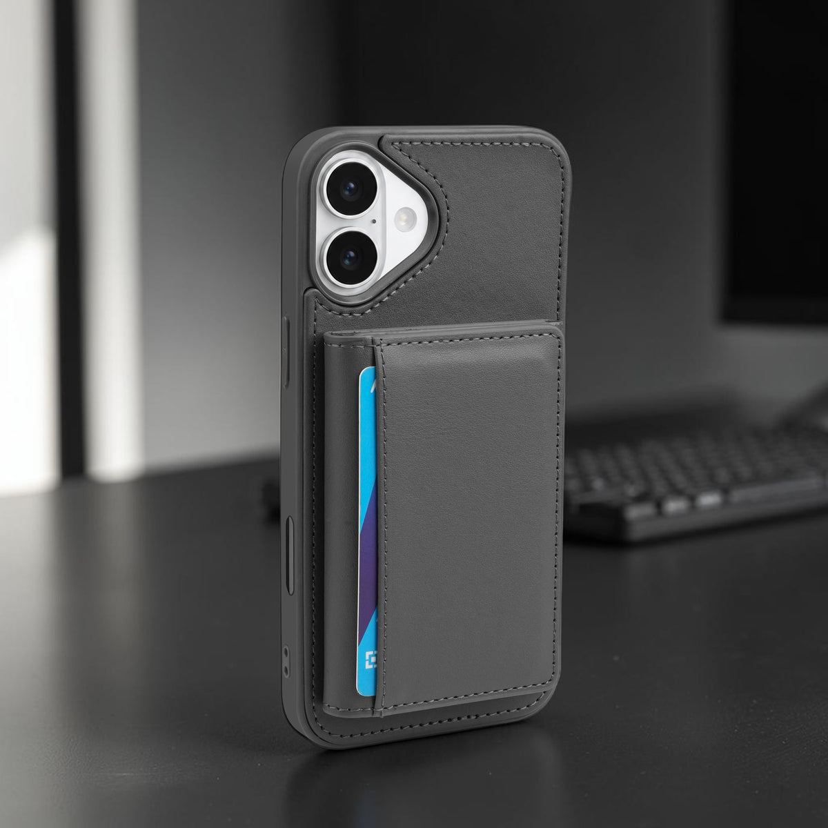 iPhone 16 Plus Magnetic Case with Detachable Cardholder - Grey