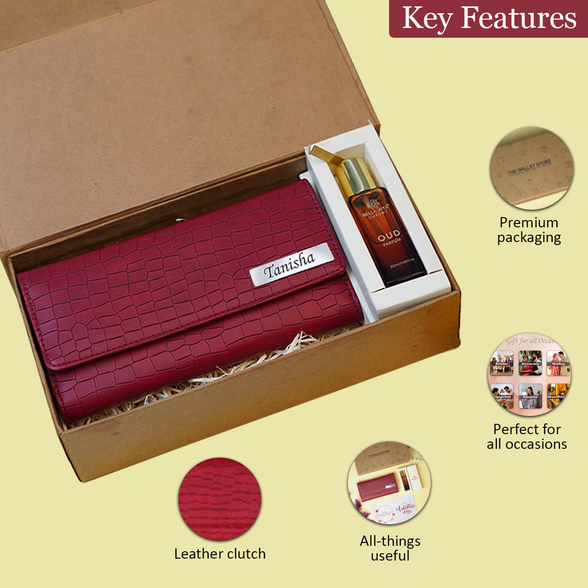 Personalized Brick Style Clutch & Perfume Gift Set