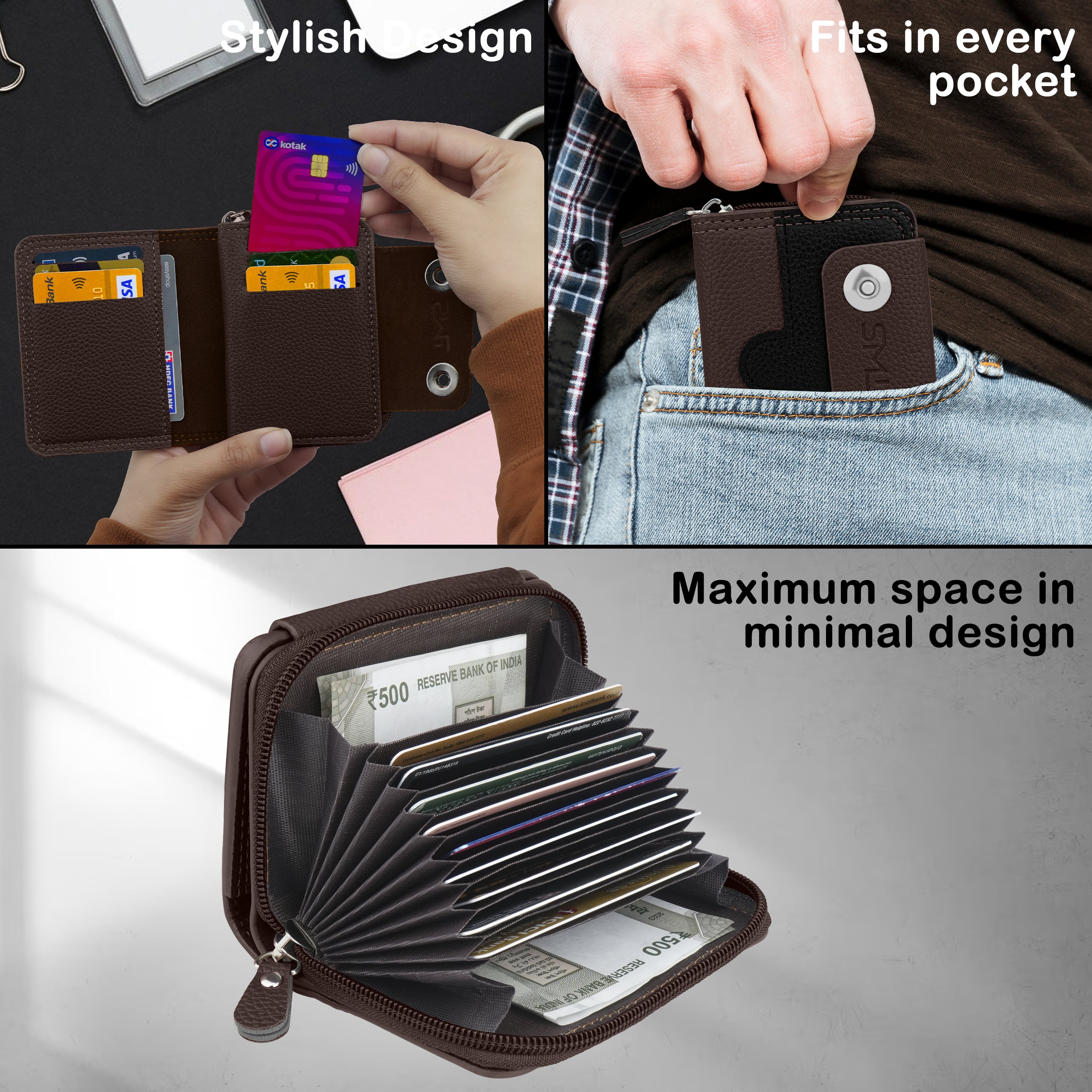 Bolt Lock Dual-Tone Wallet Cardholder