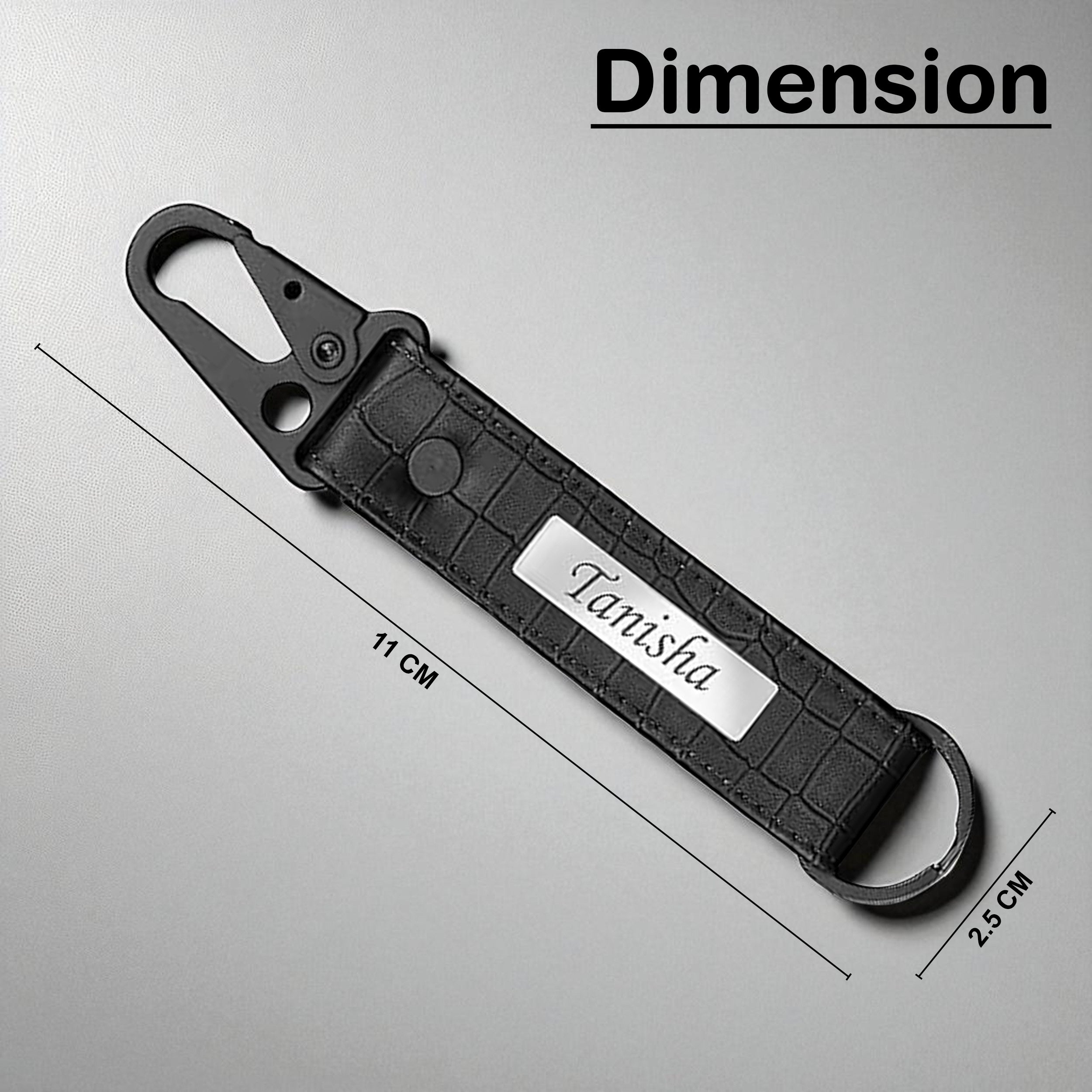 Personalized Croco Design Keychain With Name - Black