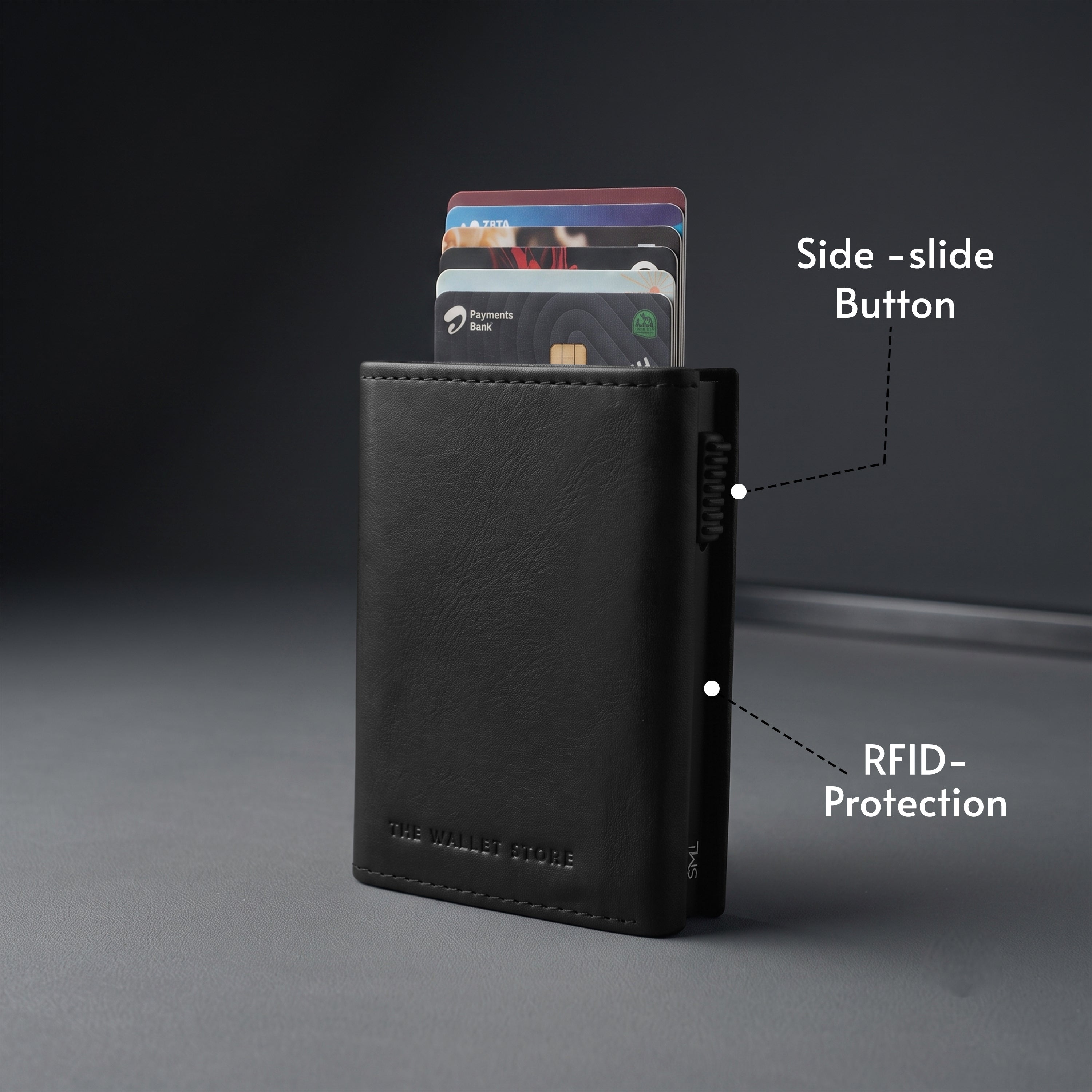 Crest RFID Protected Wallet Cardholder - Black