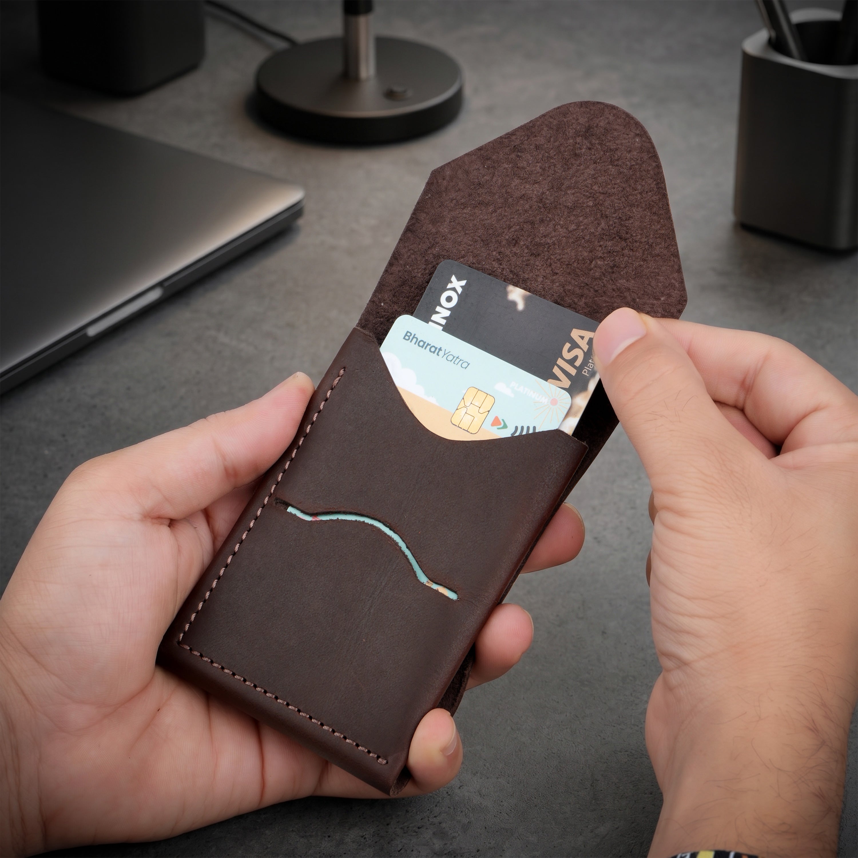 Urban Flip Genuine Leather Wallet - Dark Brown