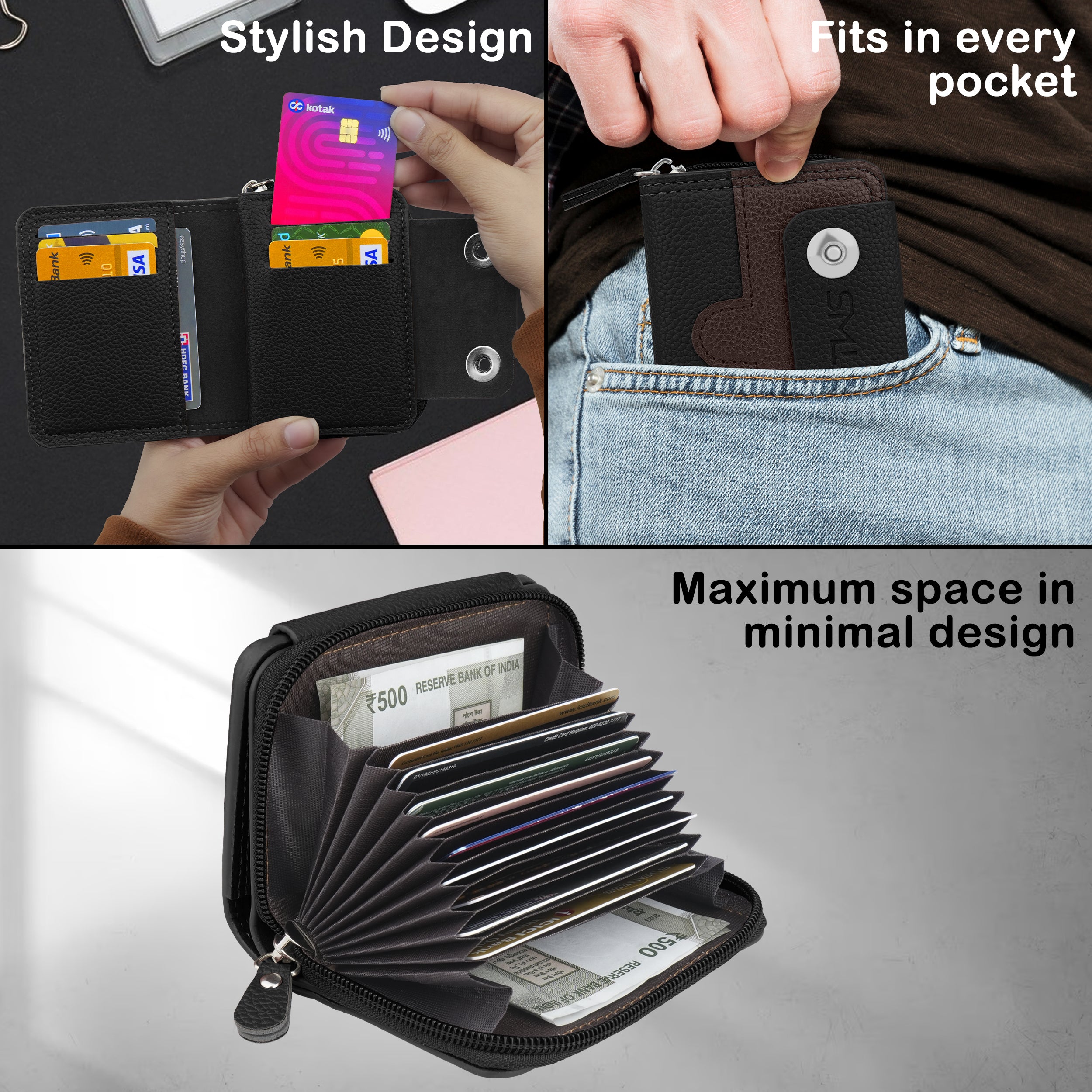 Bolt Lock Dual-Tone Wallet Cardholder