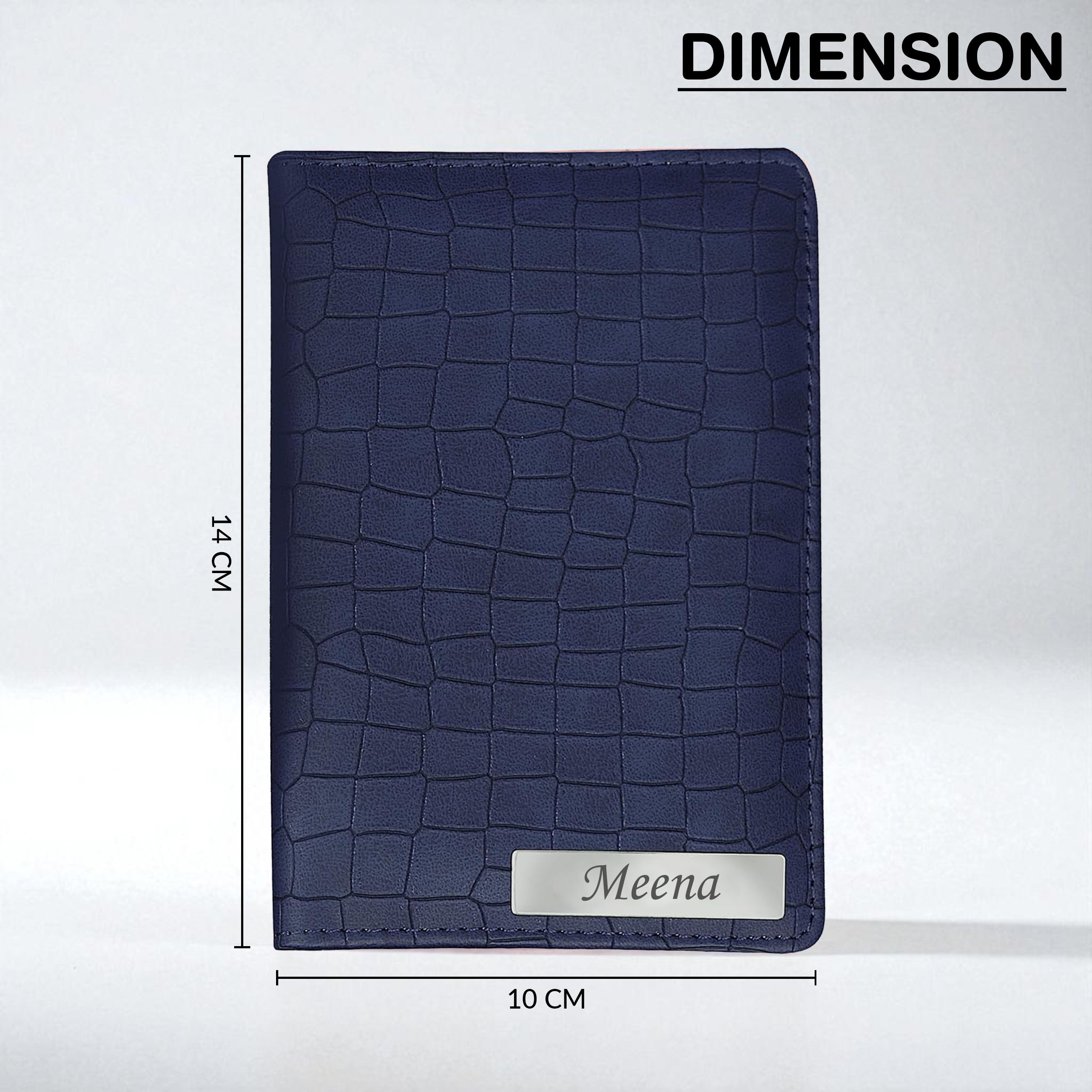 Personalized Croco Design Passport Cover With Name - Blue