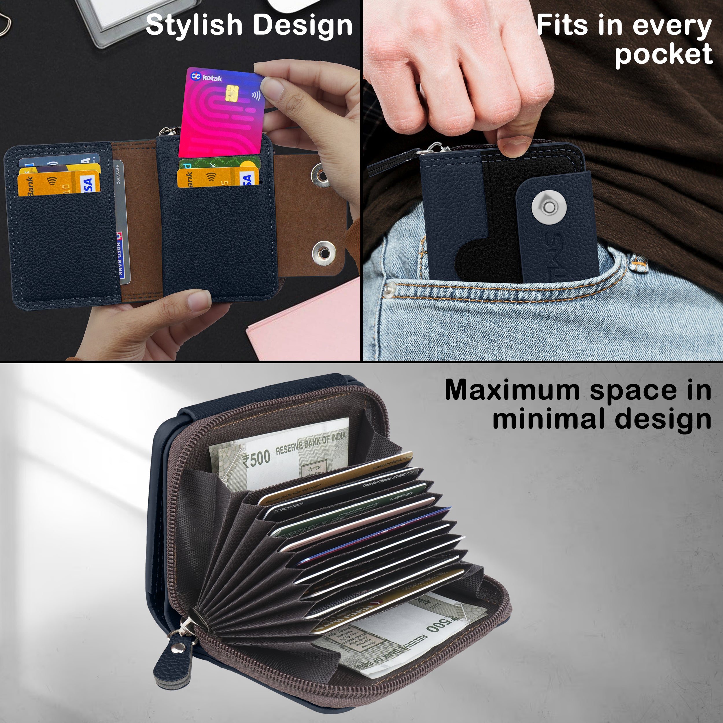 Bolt Lock Dual-Tone Wallet Cardholder