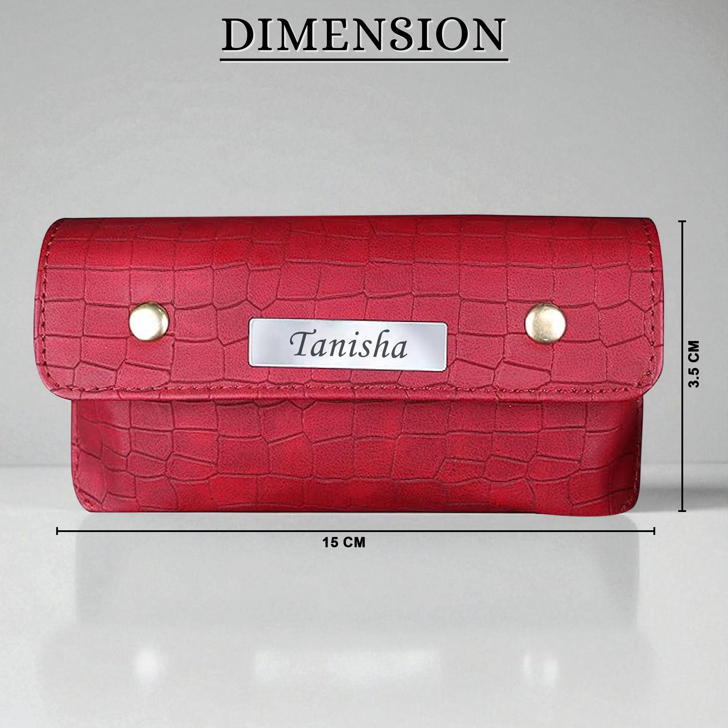 Personalized Croco Design Eyewear Case With Name - Red