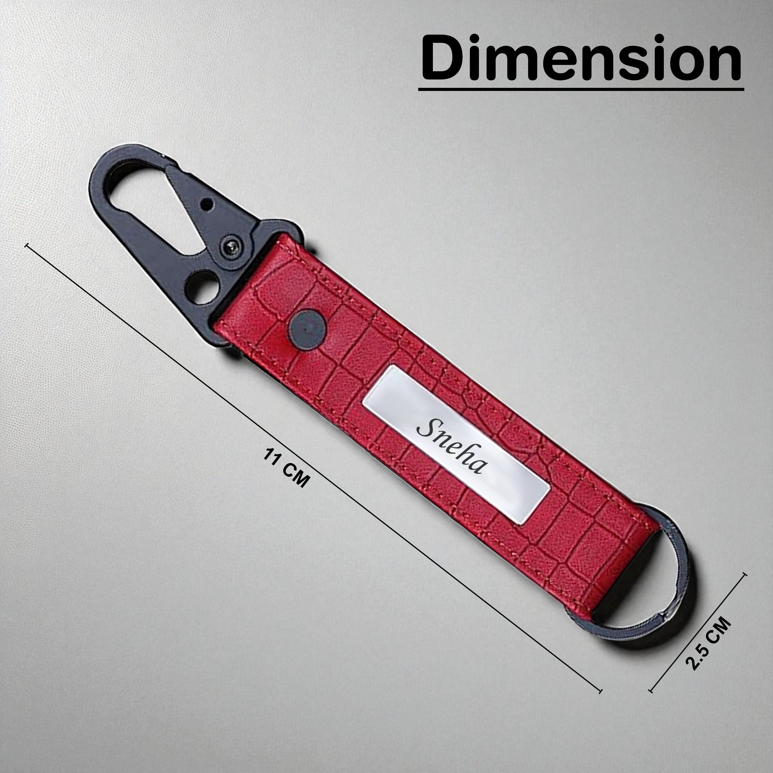 Personalized Croco Design Keychain With Name - Red