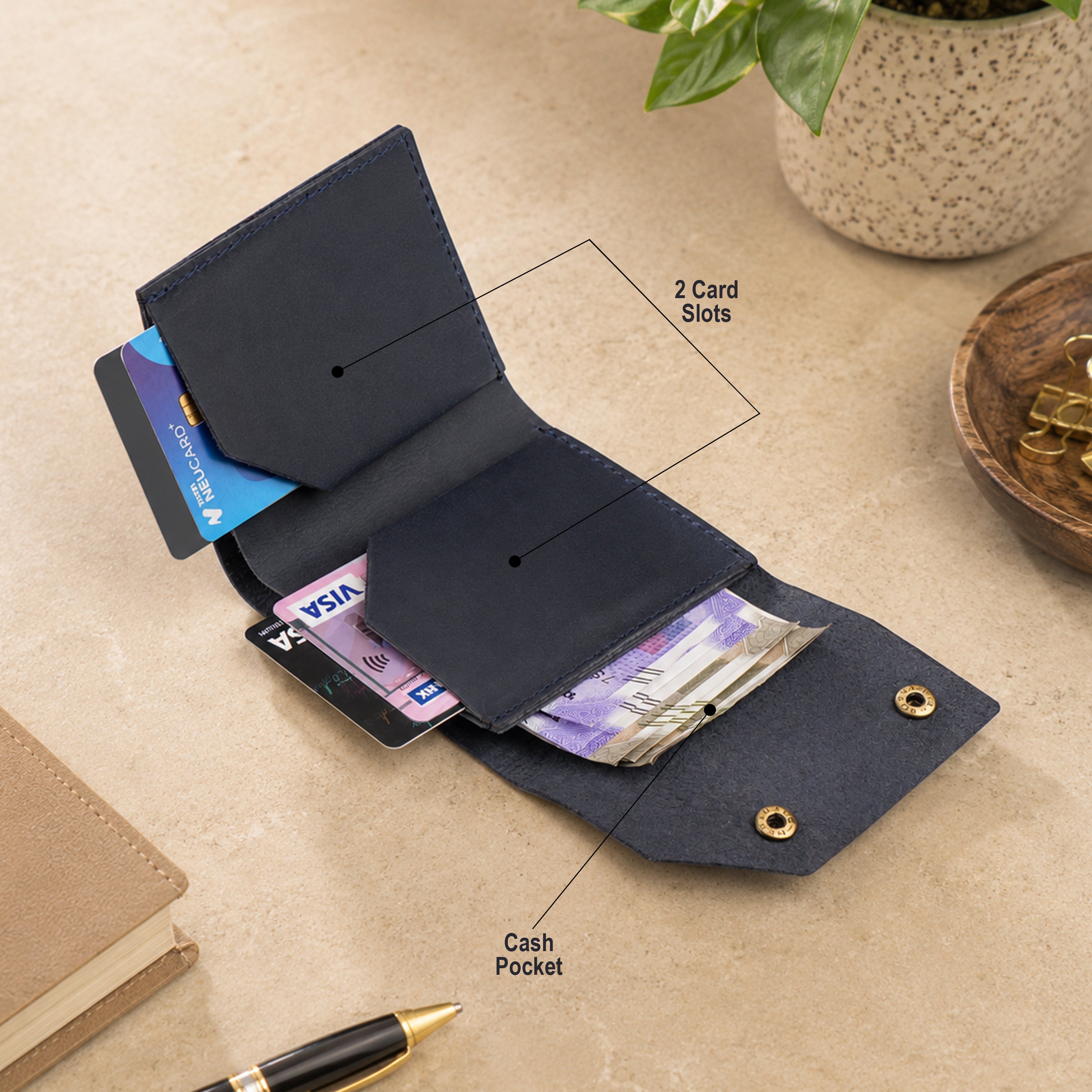 Snapper Minimalist Genuine Leather Wallet - Blue