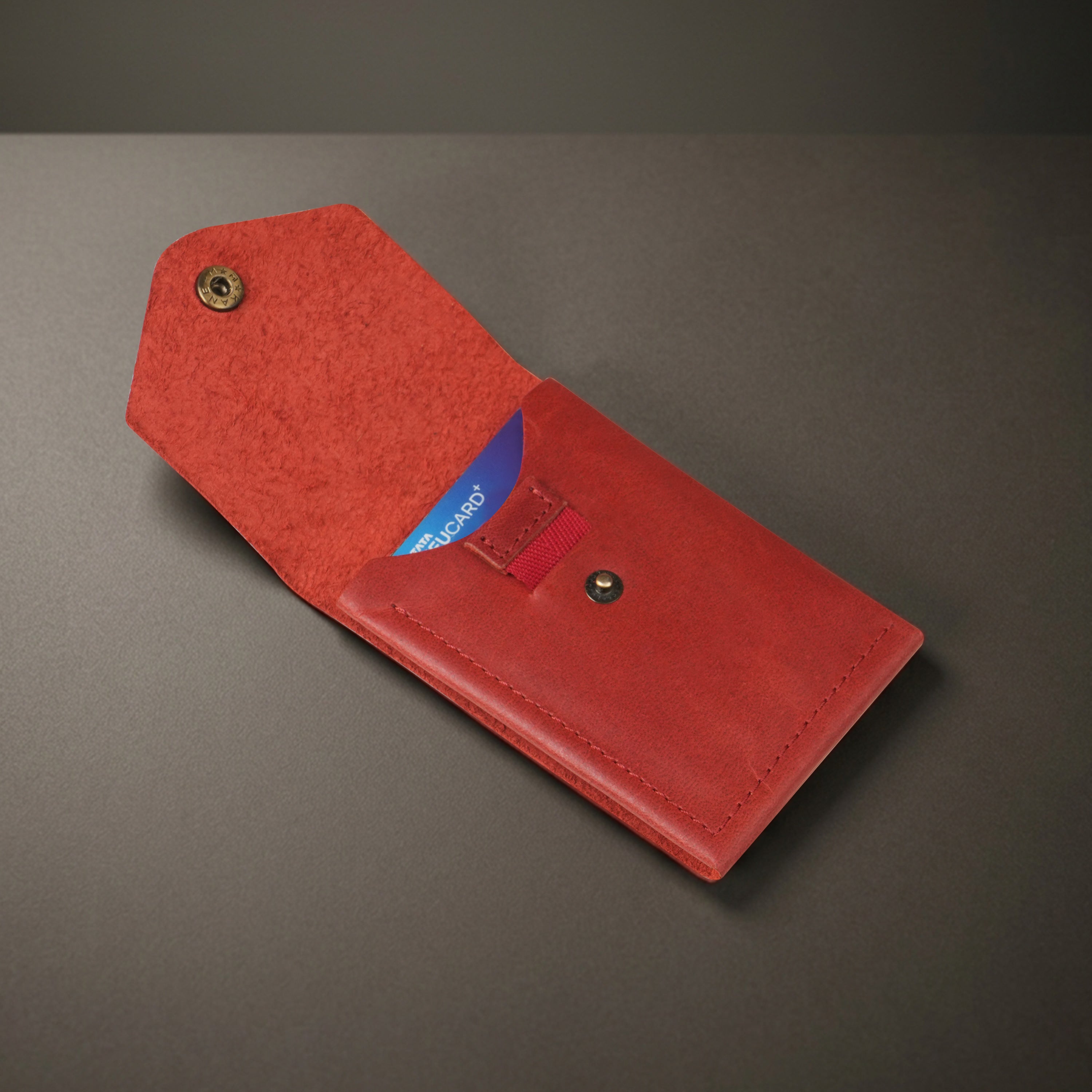 Flip Genuine Leather Wallet - Red