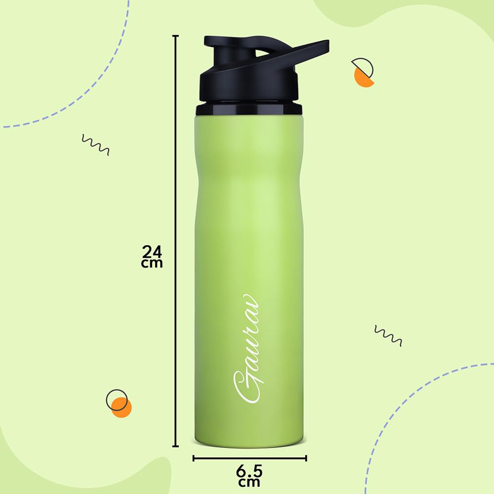 Personalized Neon Stainless Steel Sipper Water Bottle - Green