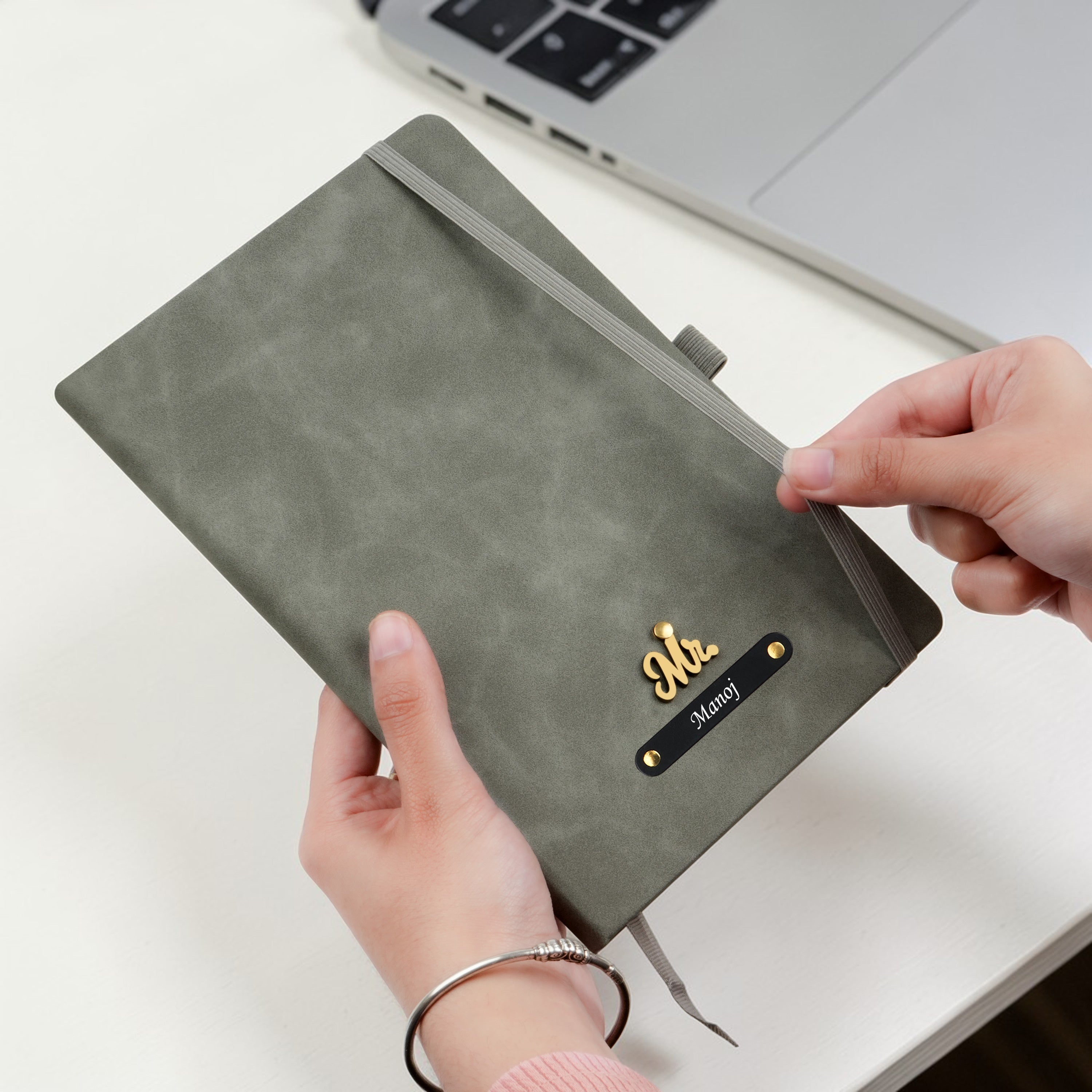 Personalized Inkspire Diary With Name & Charm - Grey