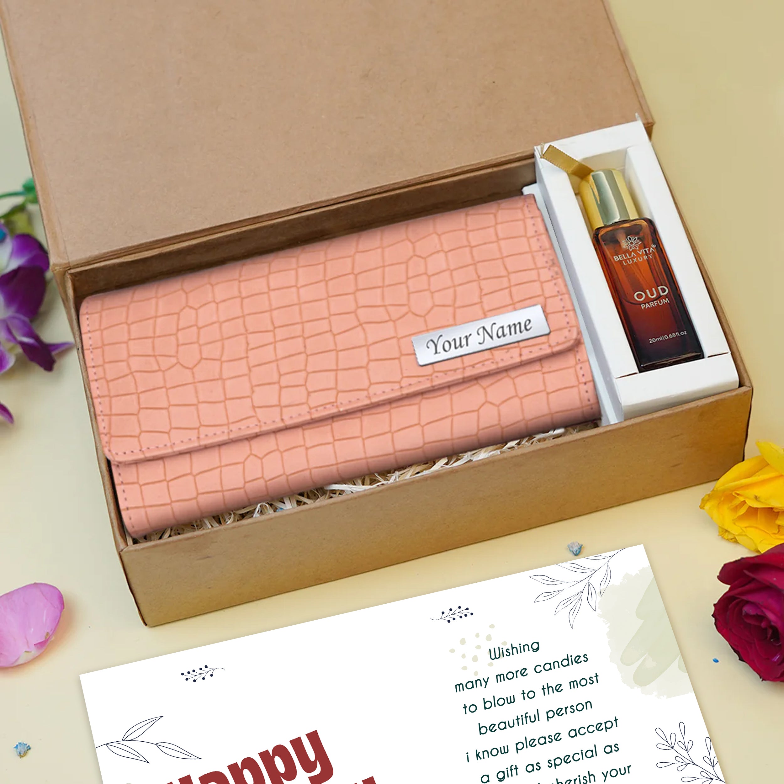 Personalized Brick Style Clutch & Perfume Gift Set