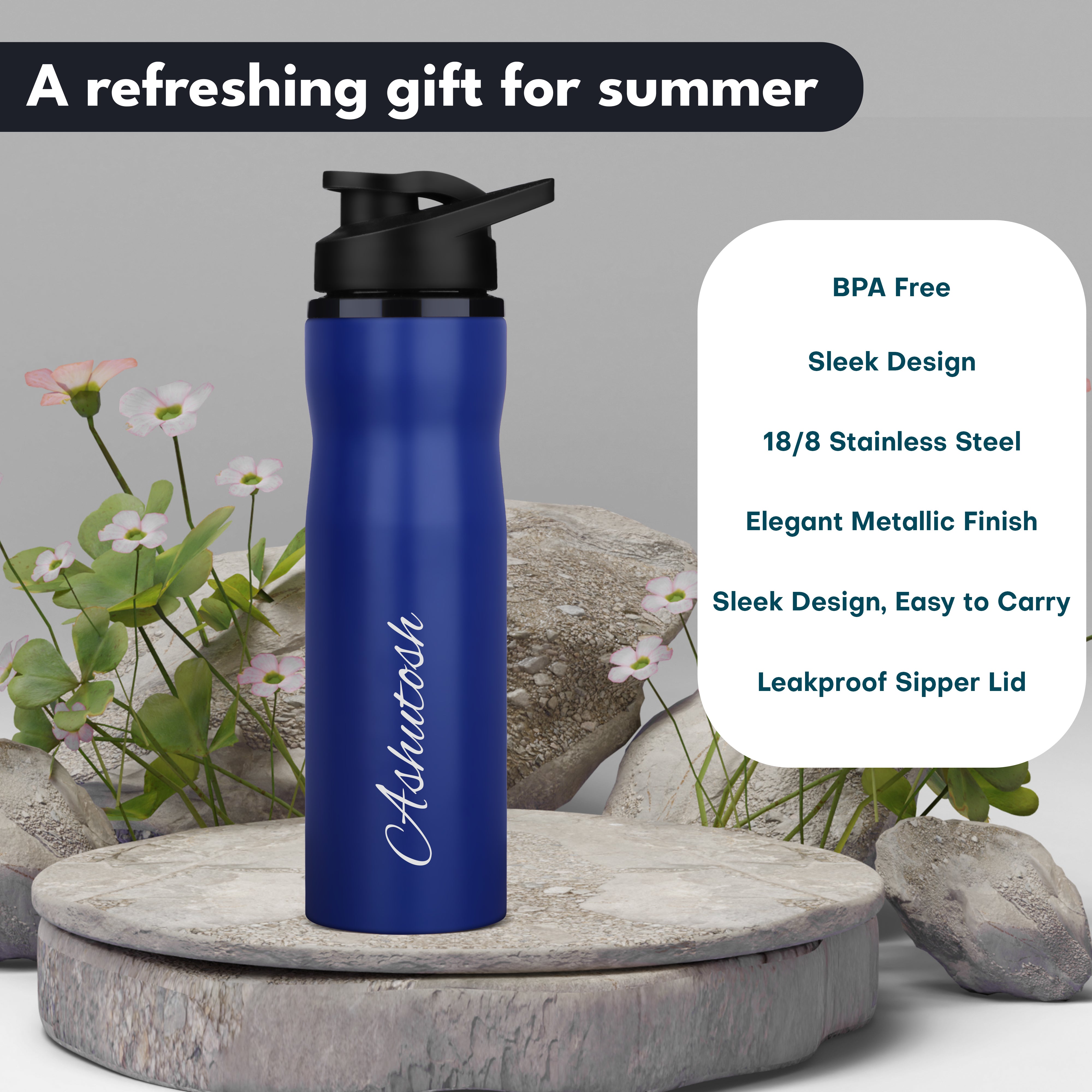 Personalized Neon Stainless Steel Sipper Water Bottle