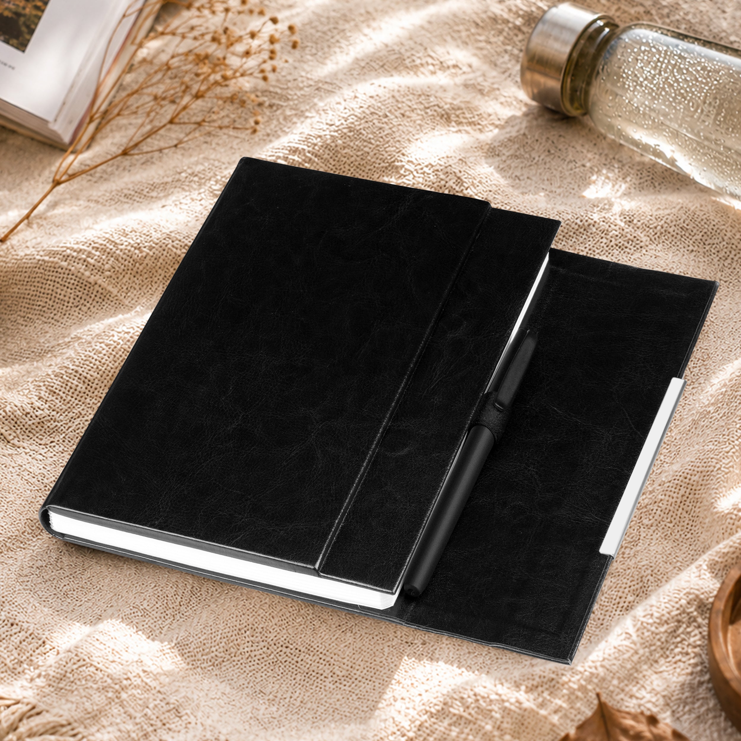 Monarch Personalized A5 Leatherette Diary & Pen Set - Black