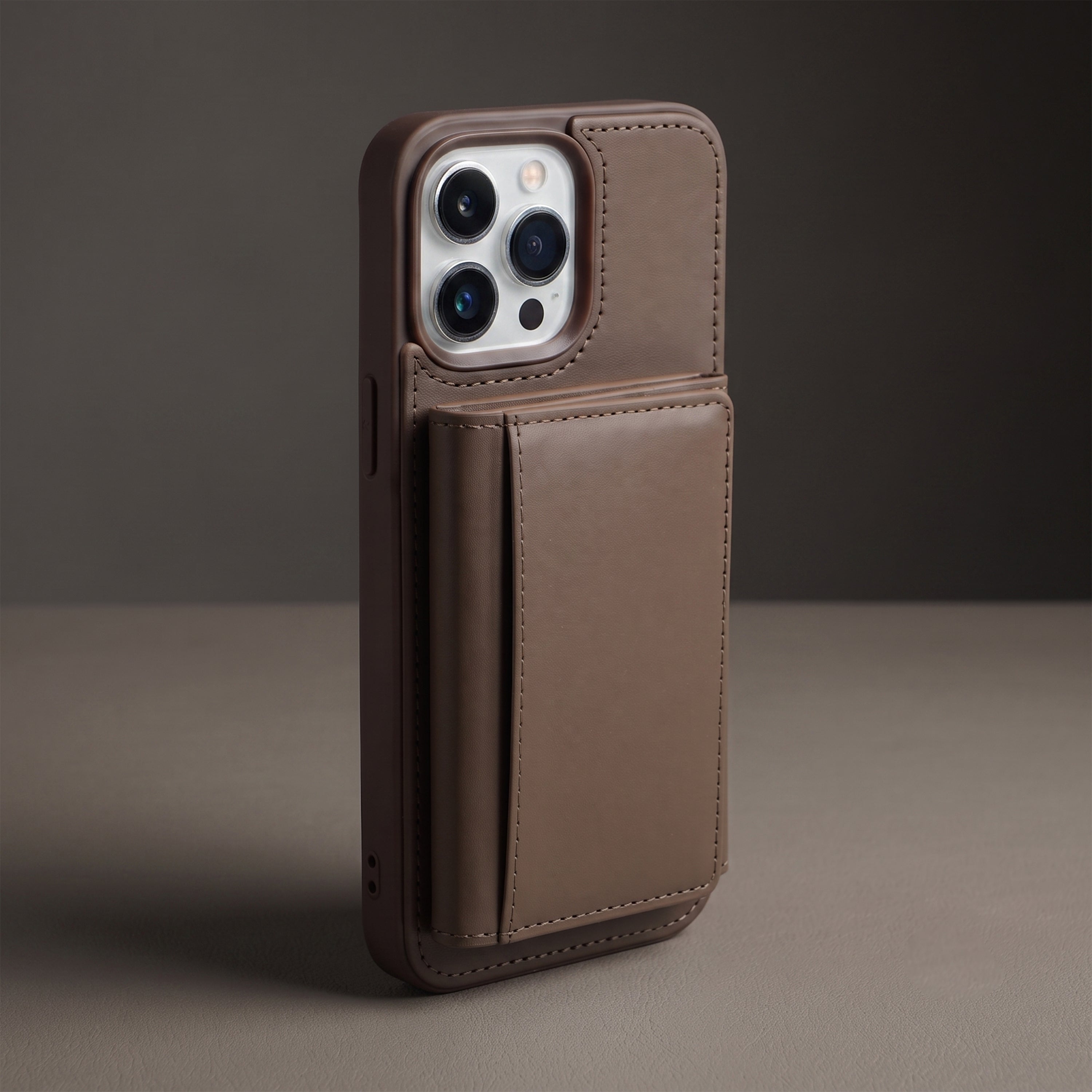 iPhone 16 Pro Max Magnetic Case with Detachable Cardholder - Brown