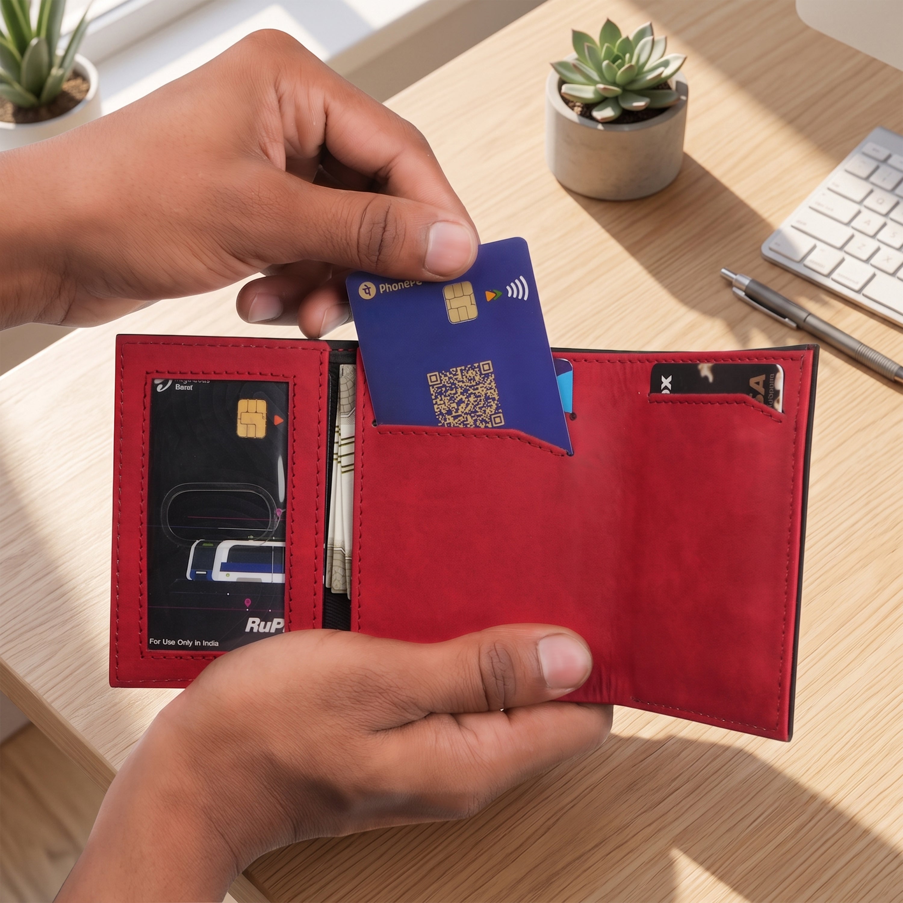 SlideX Neo RFID-Protected Dual Color Wallet Cardholder - Black & Red