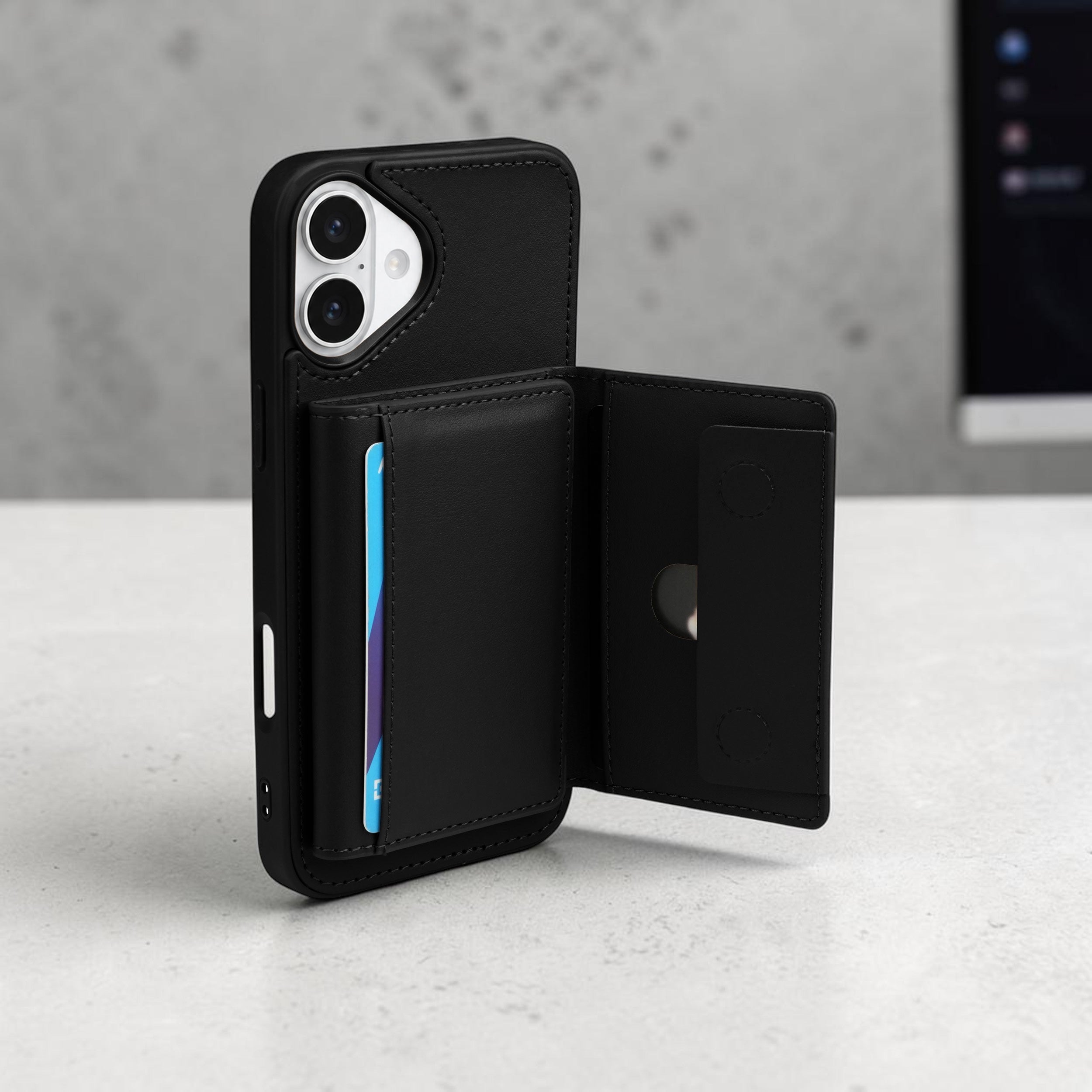 iPhone 16 Plus Magnetic Case with Detachable Cardholder - Black