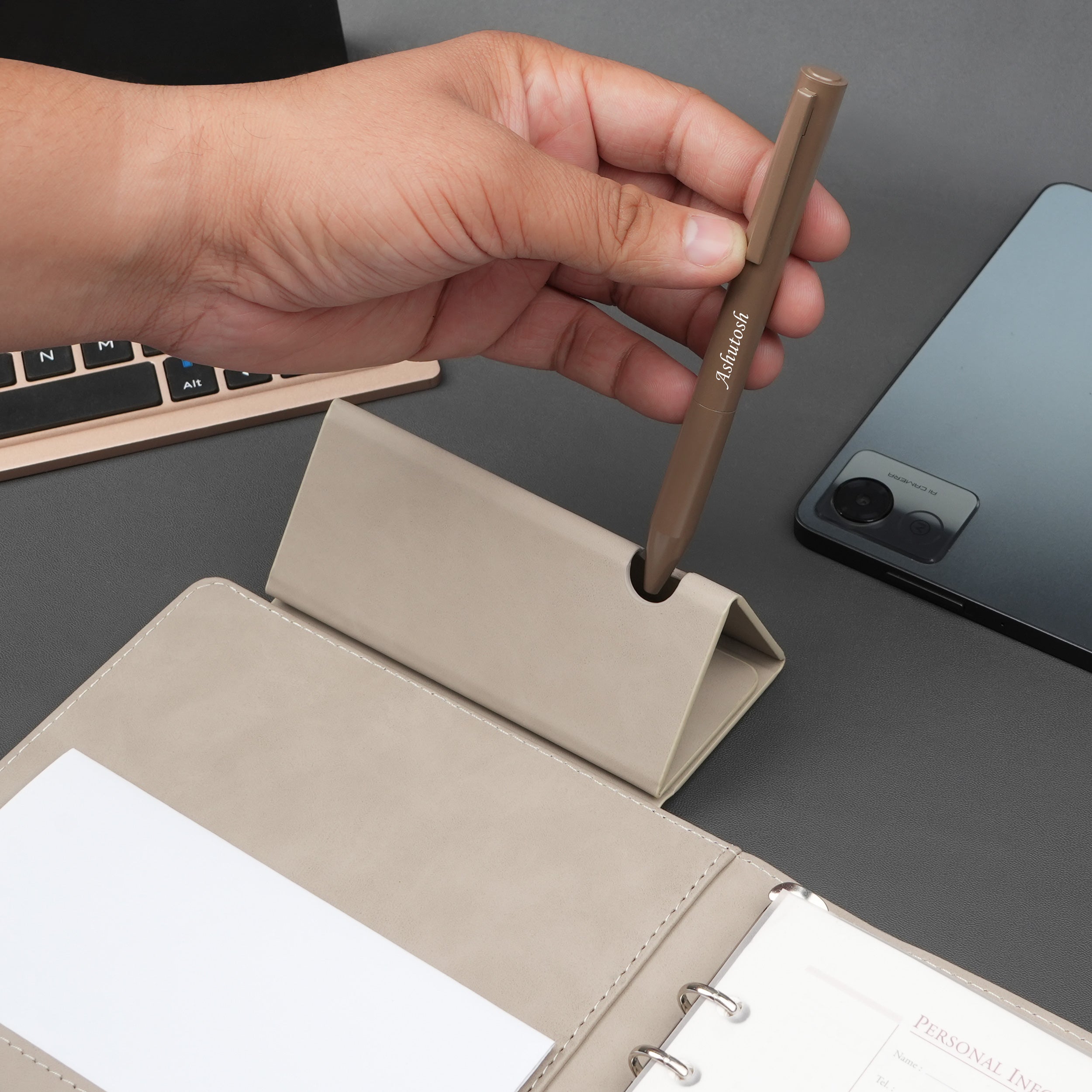 Personalized Power Scribe Diary & Pen Set With Inbuilt LED light & Wireless Charging