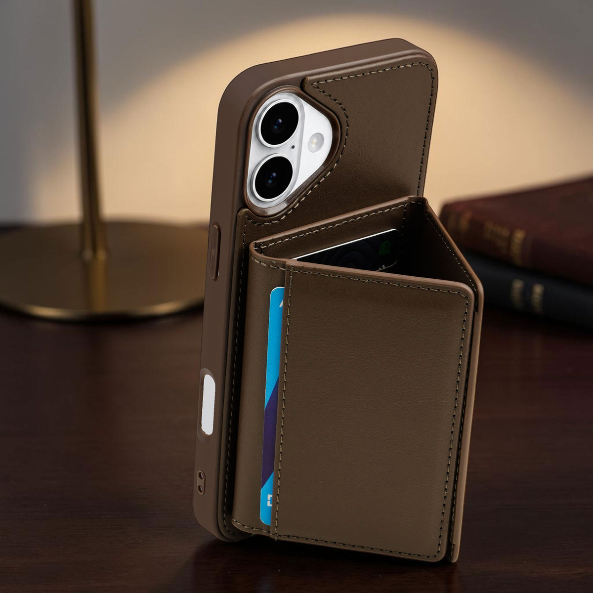 iPhone 16 Plus Magnetic Case with Detachable Cardholder - Brown